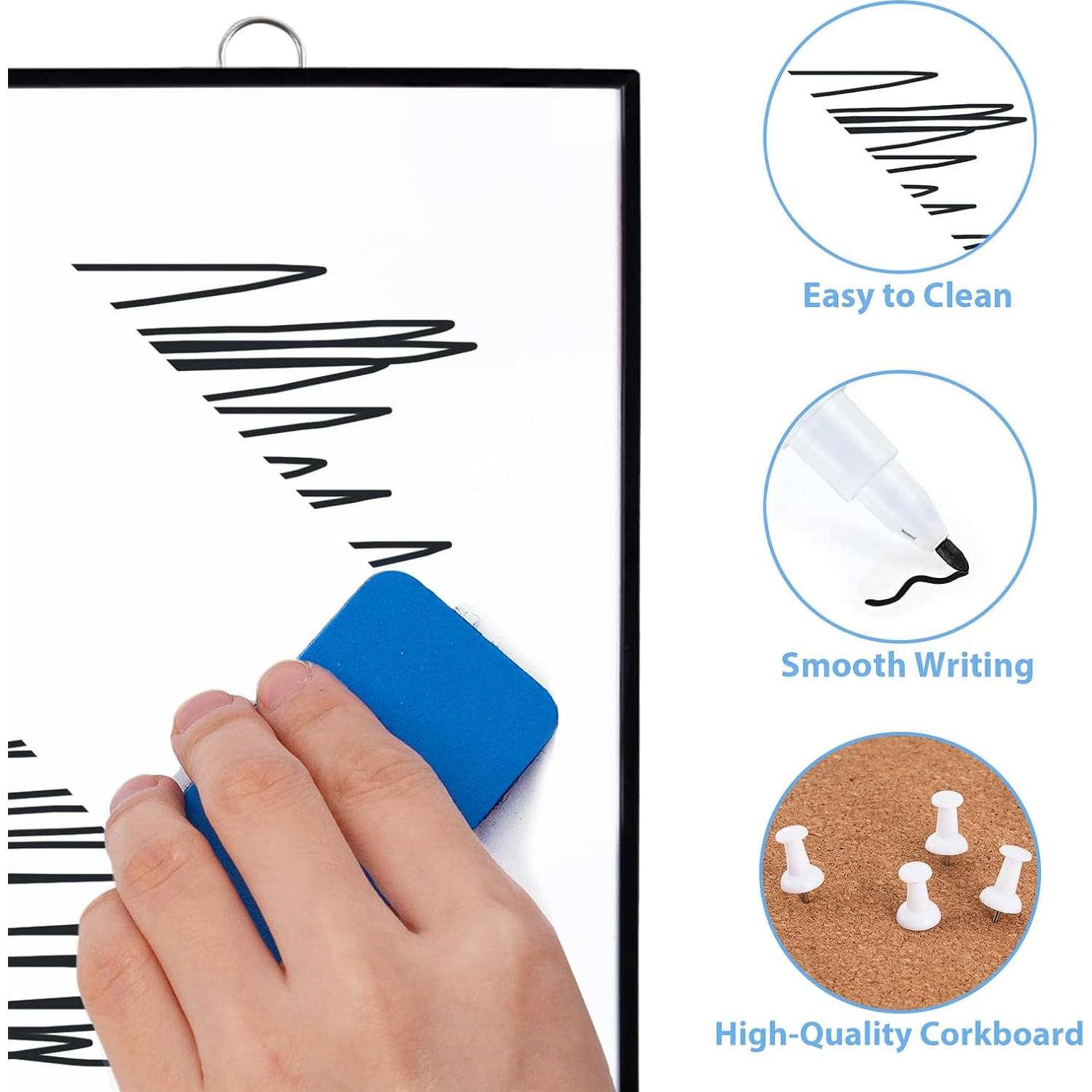 Tablero de Corcho y Pizarra Blanca ARCOBIS 30x40cm Doble Cara