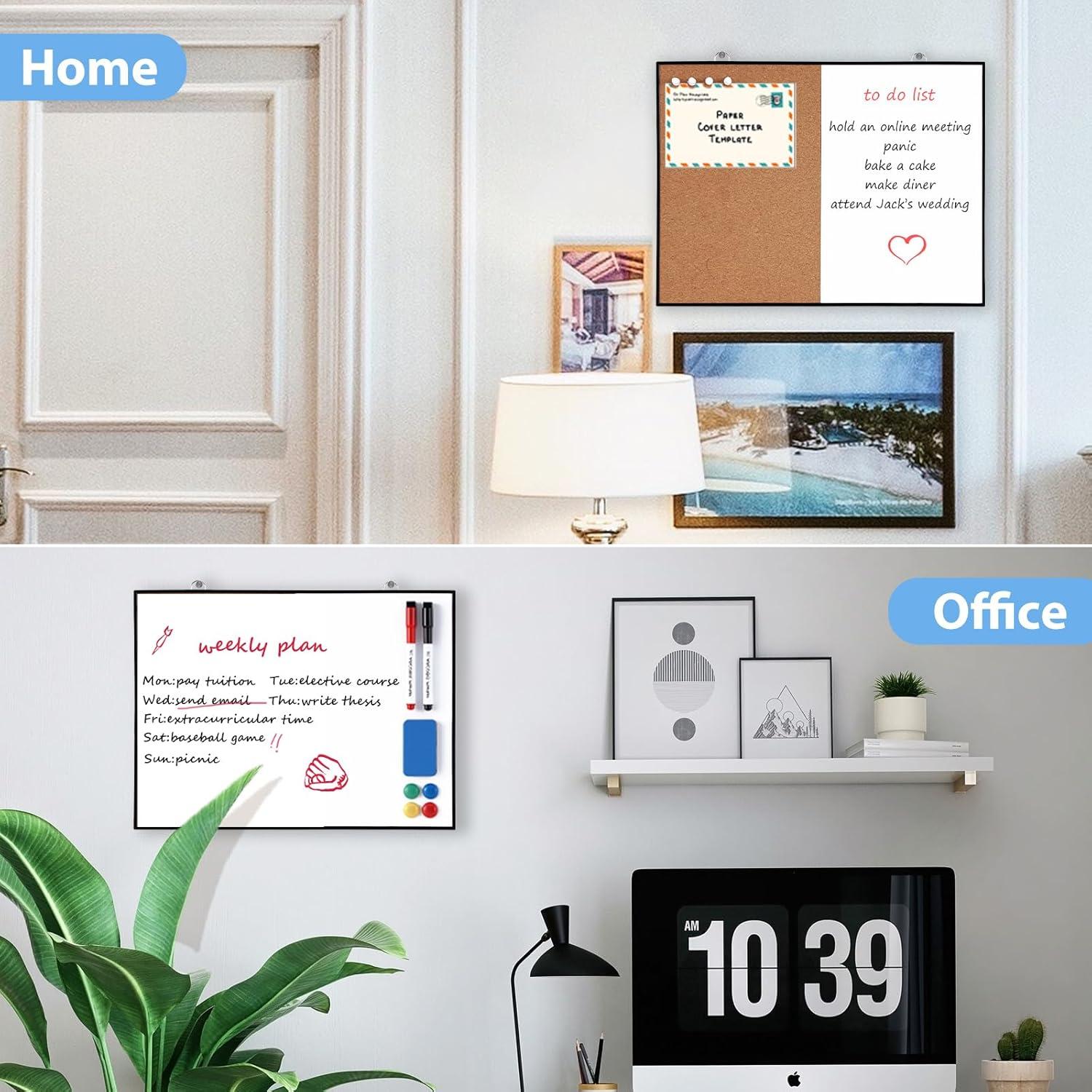 Tablero de Corcho y Pizarra Blanca ARCOBIS 30x40cm Doble Cara