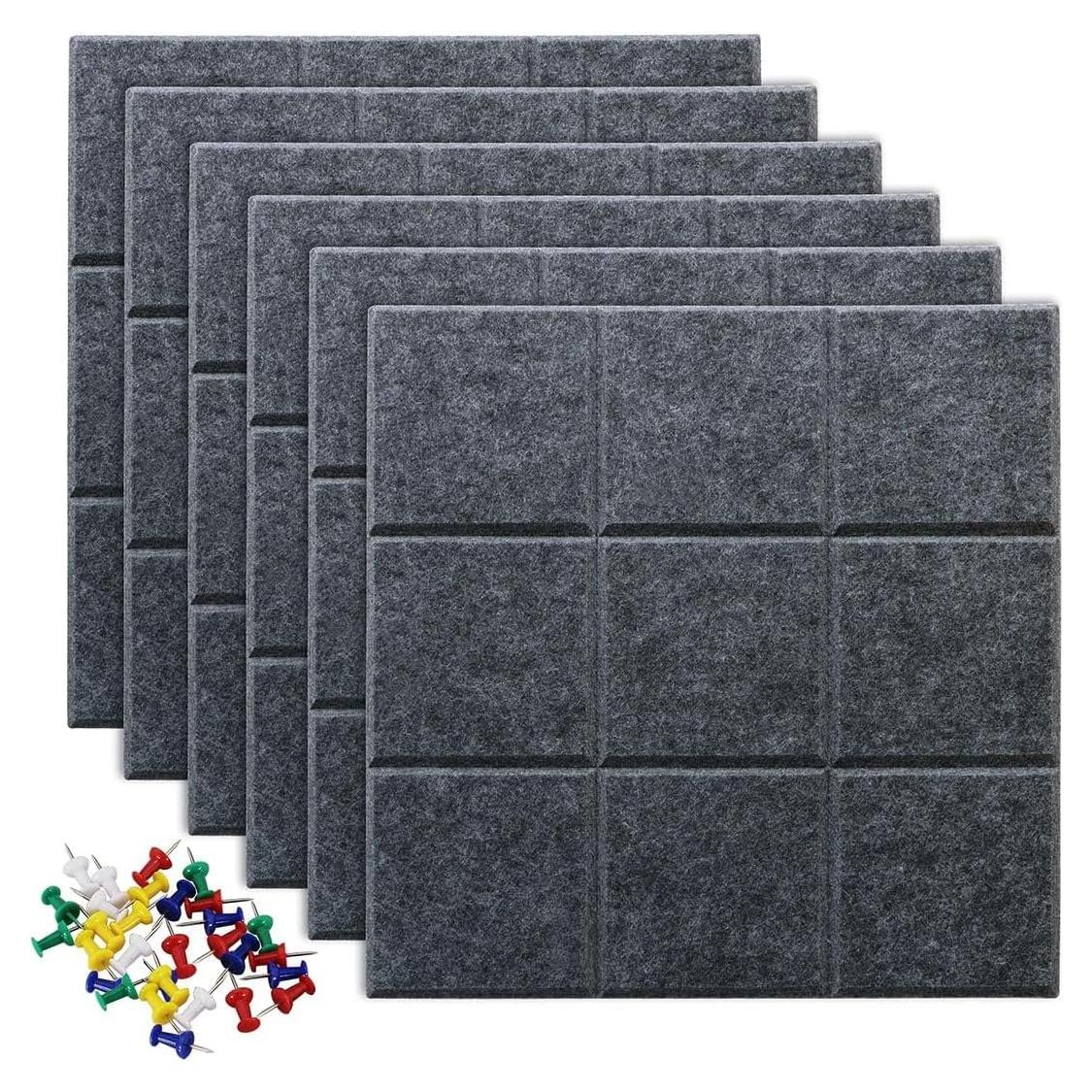 Tableros de Corcho Uoisaiko 30x30 cm - Paquete de 6 con Chinchetas