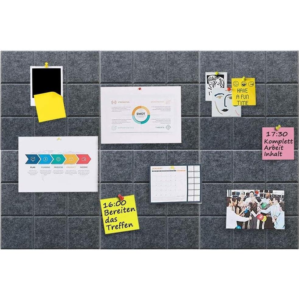 Tableros de Corcho Uoisaiko 30x30 cm - Paquete de 6 con Chinchetas