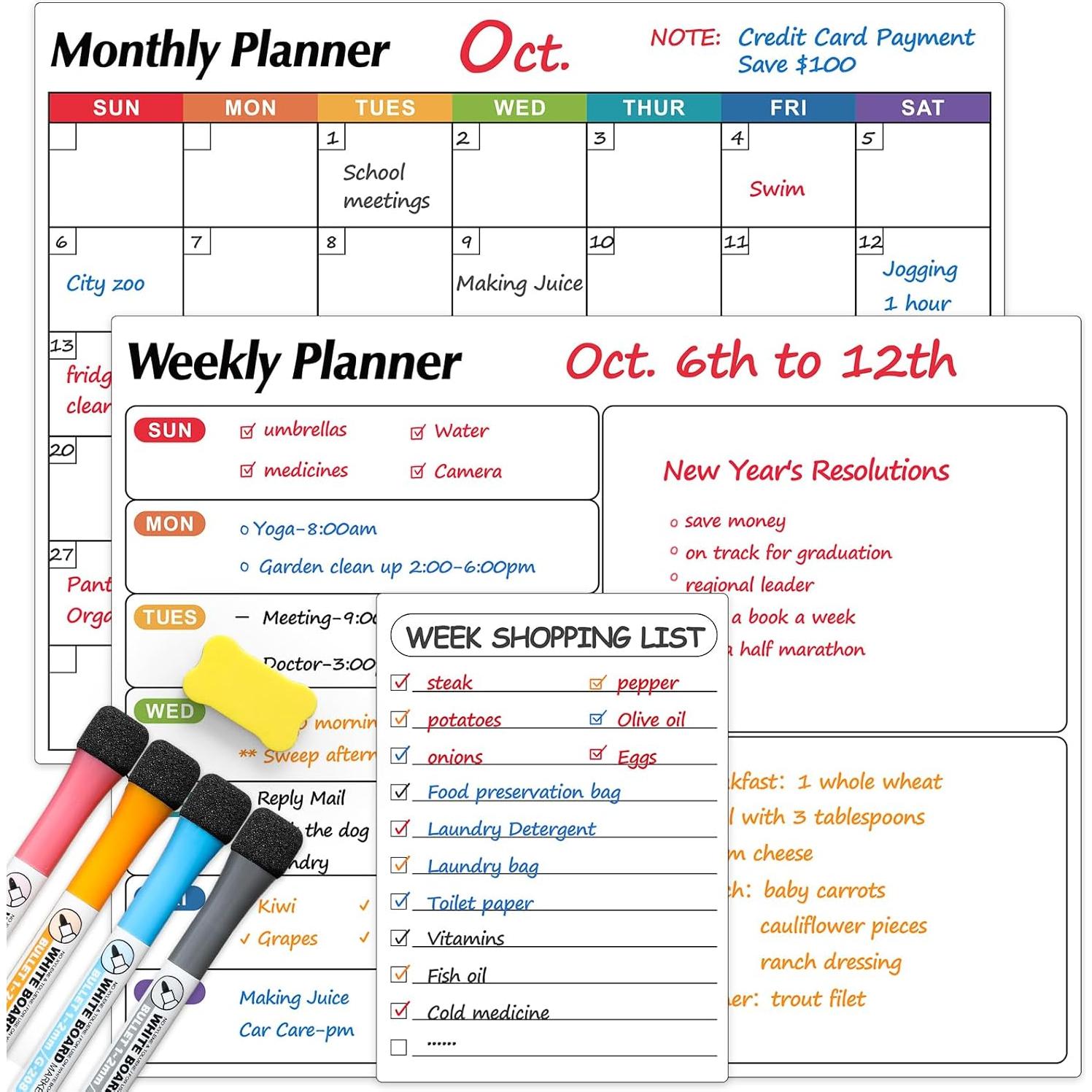 Calendario Magnético VITEVER 3 Tableros Borrado en Seco 35.56x27.94cm