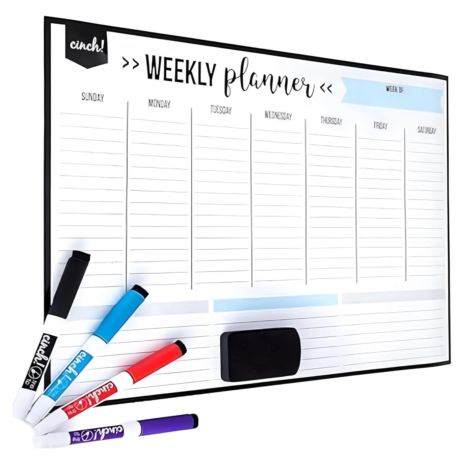 Pizarra Blanca Magnética Cinch! 48.3x33 cm - Calendario Semanal