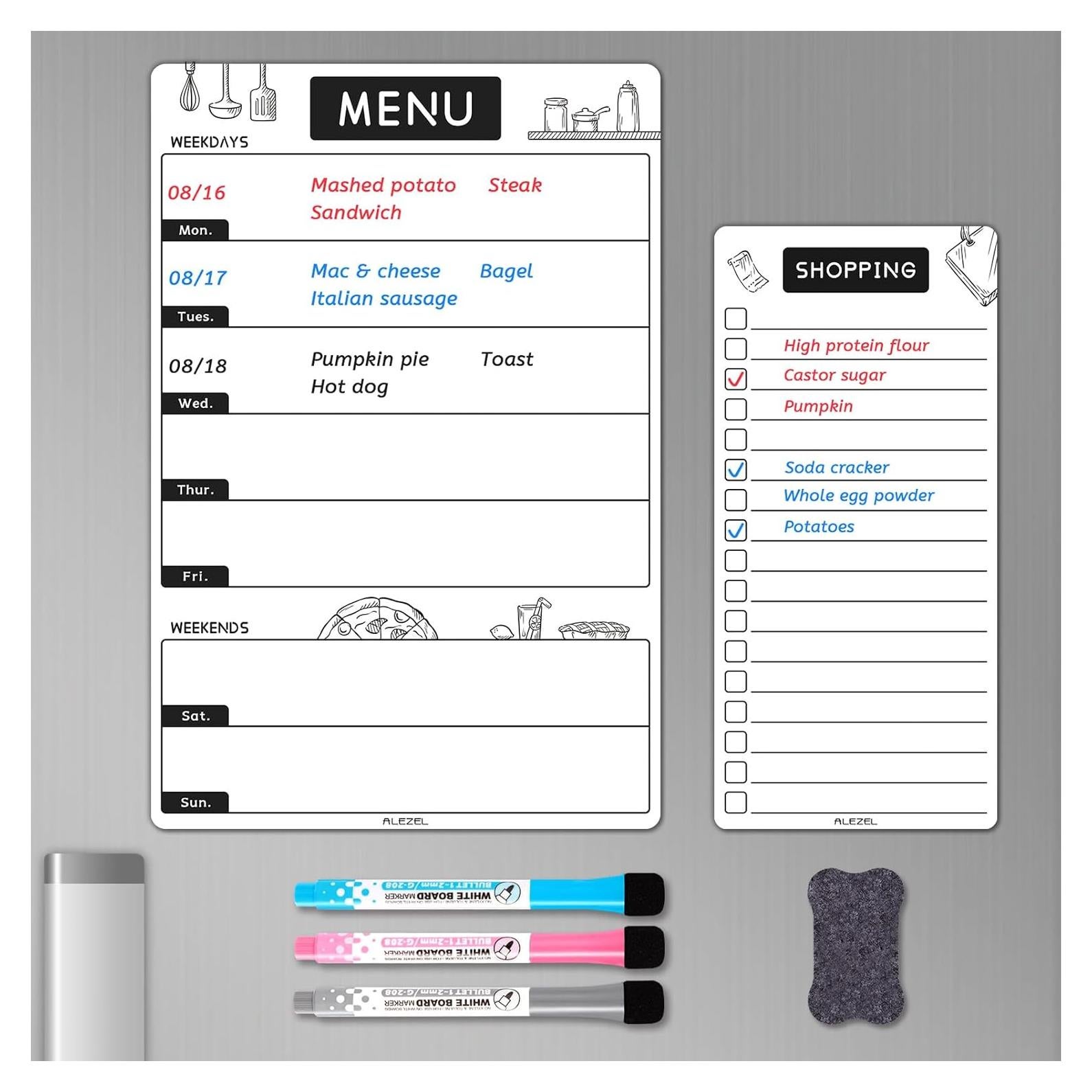 Tablero Magnético Borrable ALEZEL 20.32cm con Planificador Semanal