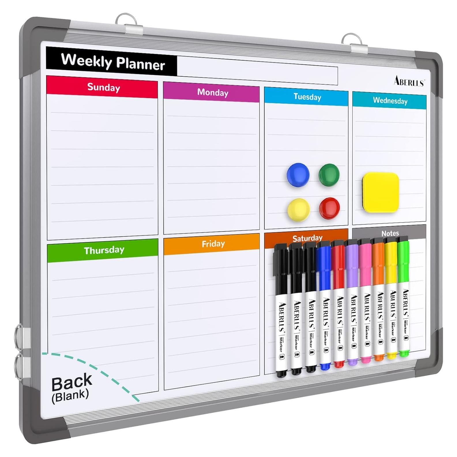 Pizarra Blanca Borrable Magnética Doble Cara 40.64x30.48cm ABERLLS