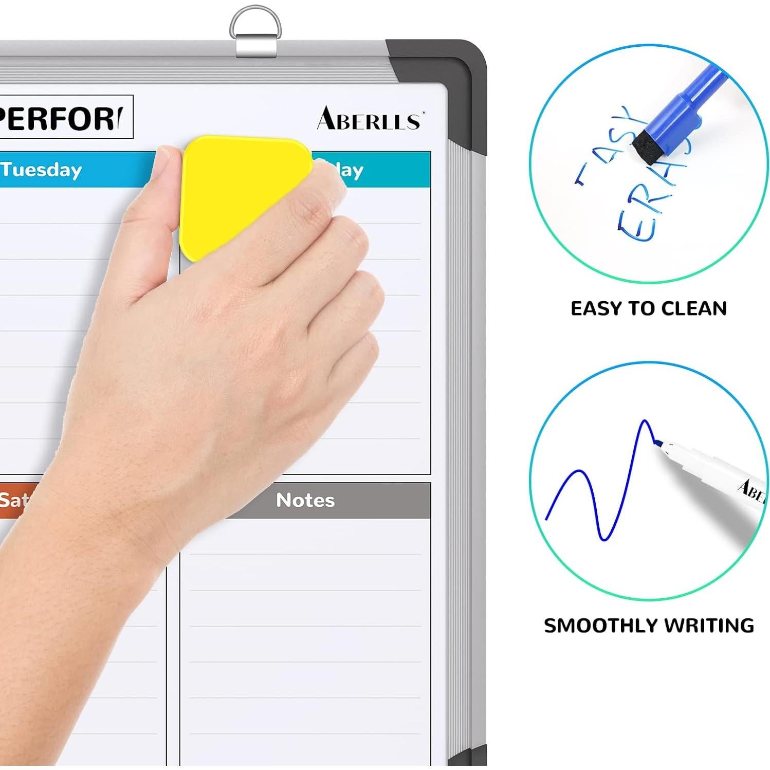 Pizarra Blanca Borrable Magnética Doble Cara 40.64x30.48cm ABERLLS