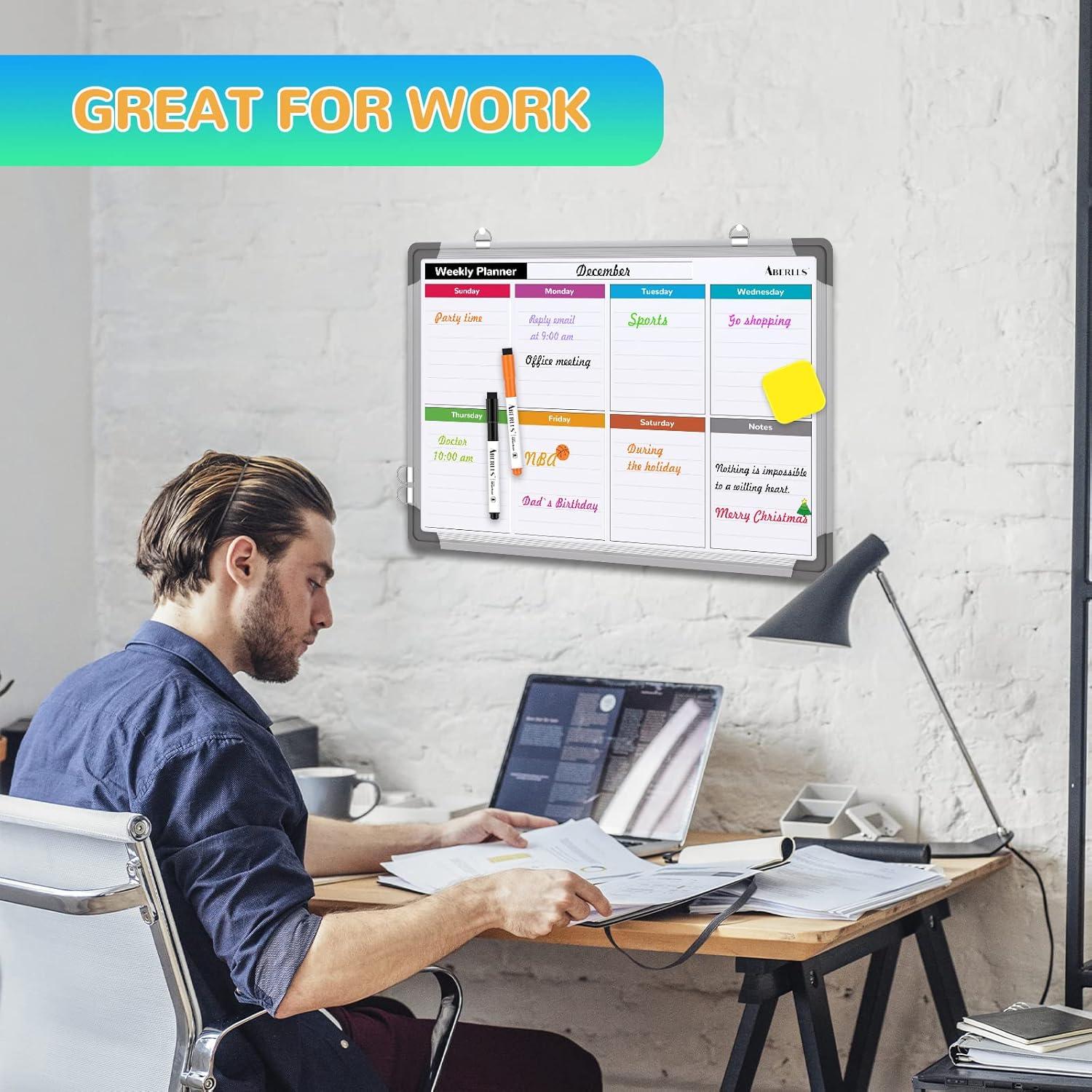 Pizarra Blanca Borrable Magnética Doble Cara 40.64x30.48cm ABERLLS