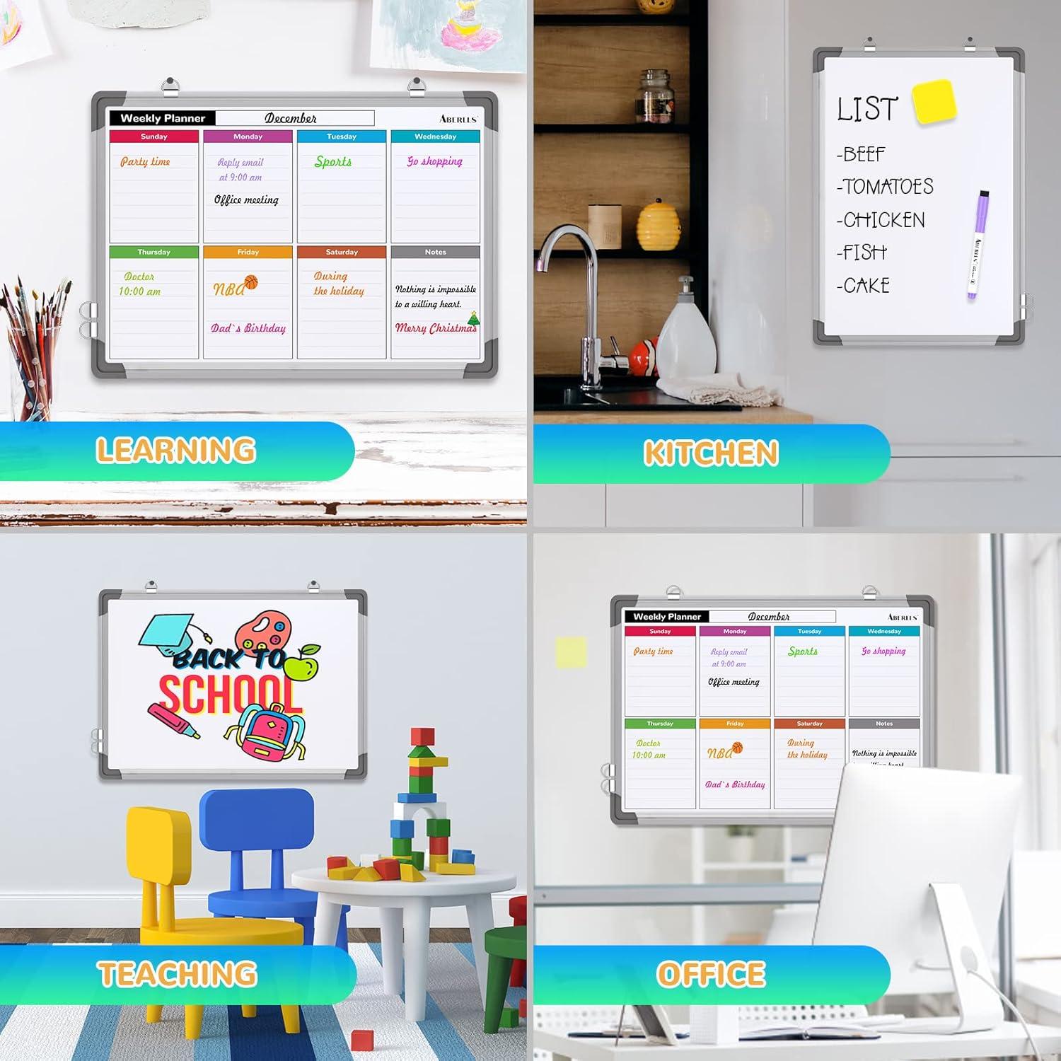 Pizarra Blanca Borrable Magnética Doble Cara 40.64x30.48cm ABERLLS