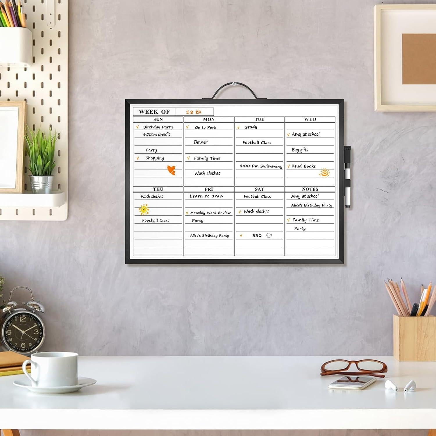Calendario Semanal Magnético MaxGear 40x30cm Doble Cara