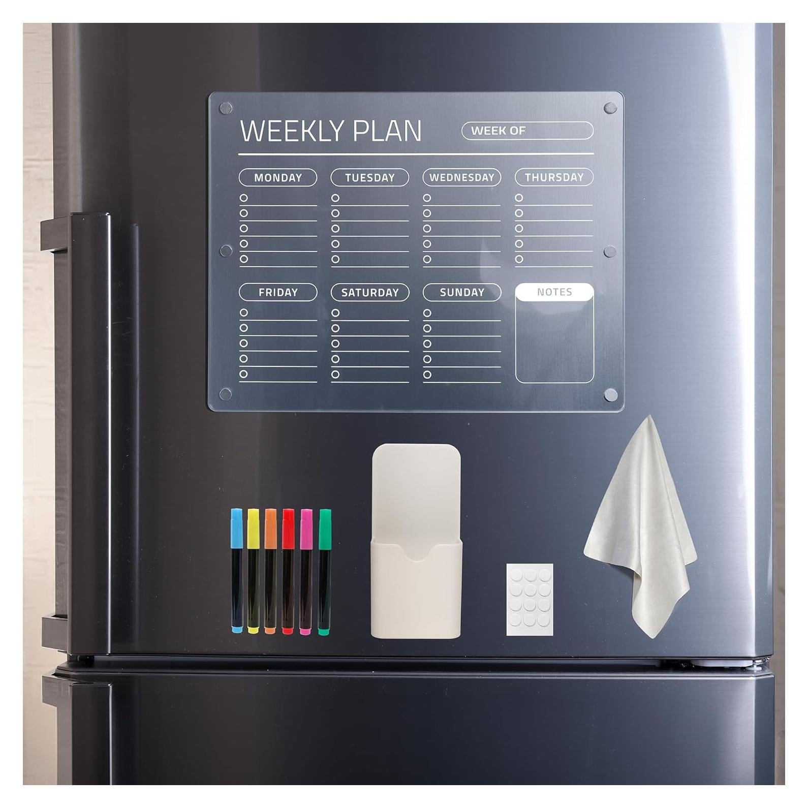 Calendario Magnético Semanal Acrílico Genérico 35.56x27.94 cm