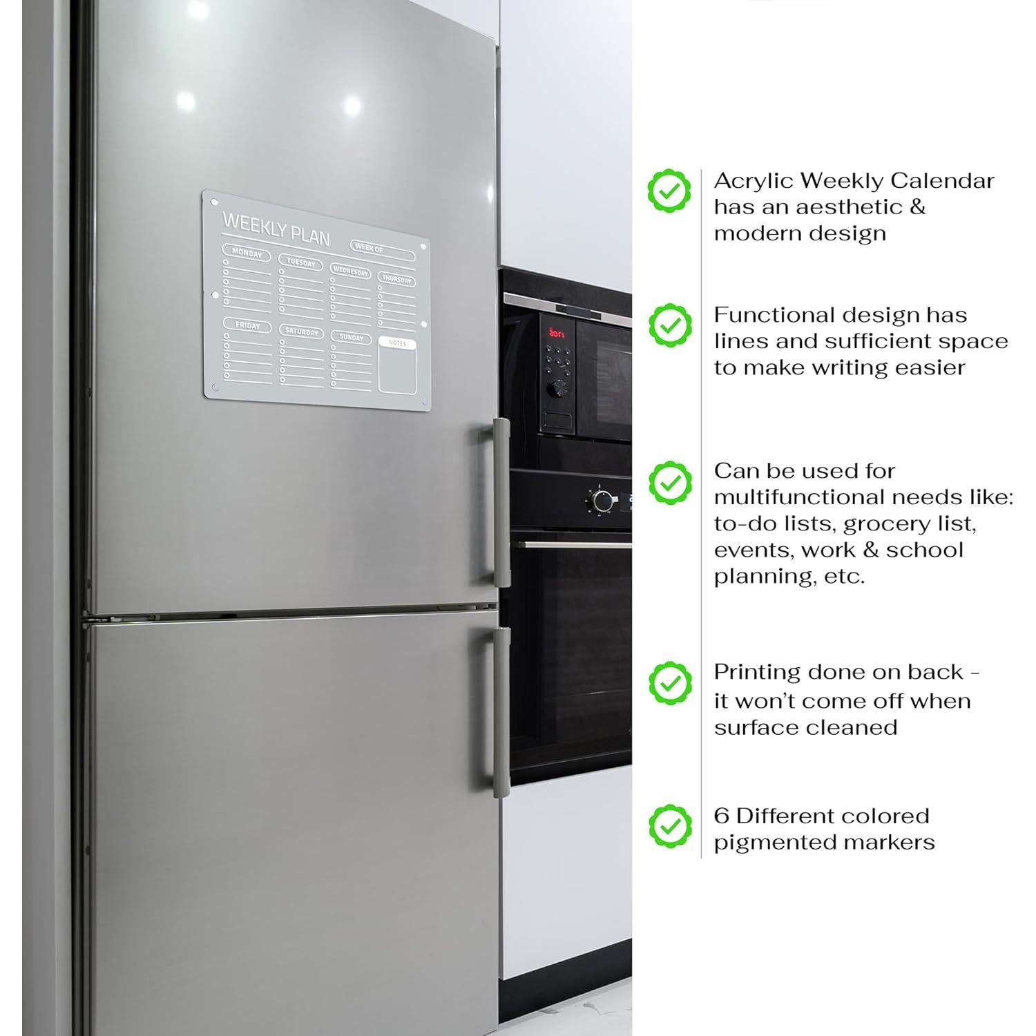 Calendario Magnético Semanal Acrílico Genérico 35.56x27.94 cm