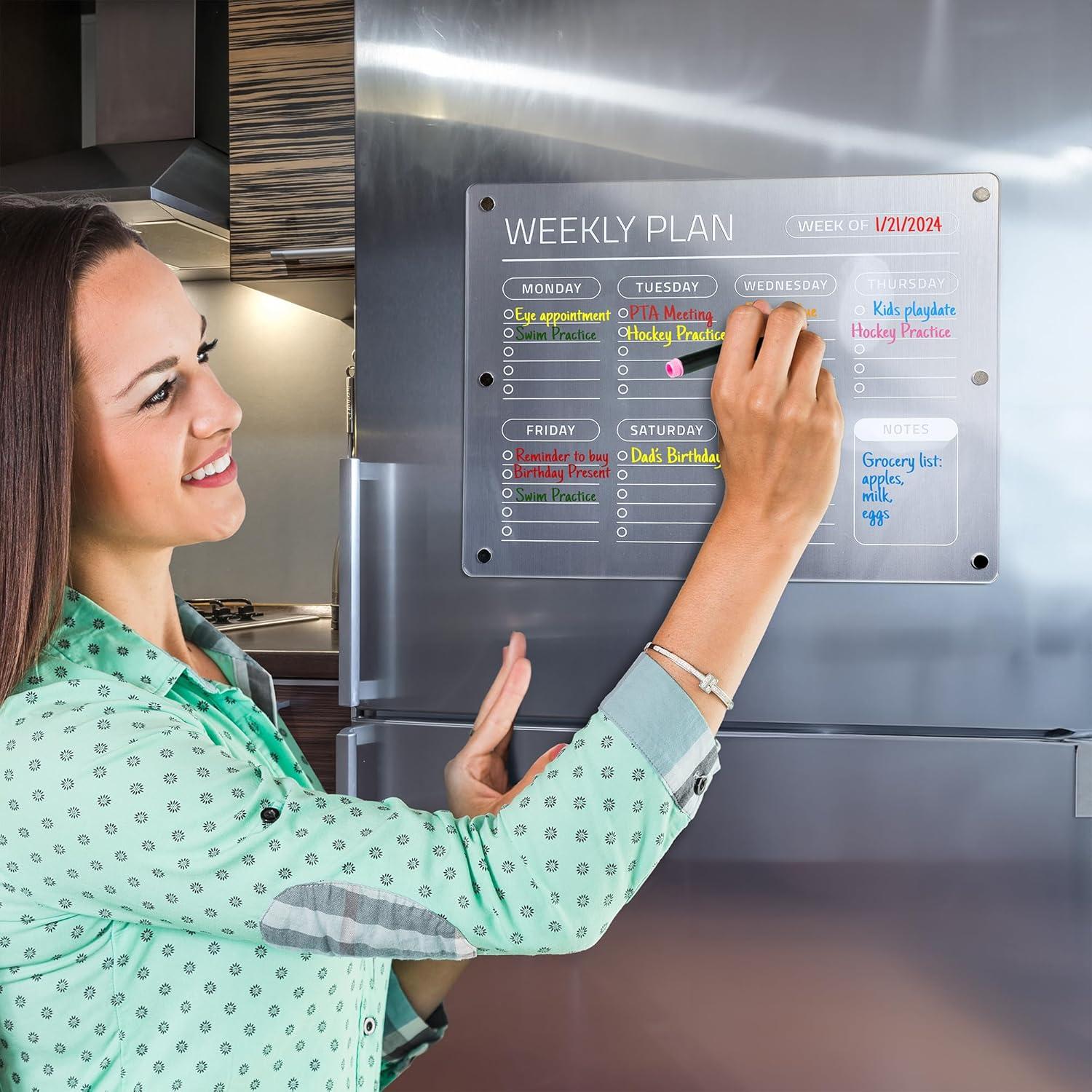 Calendario Magnético Semanal Acrílico Genérico 35.56x27.94 cm