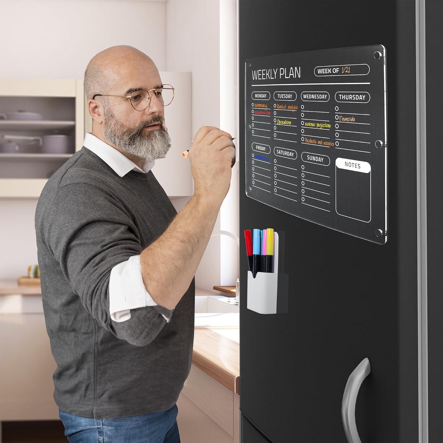 Calendario Magnético Semanal Acrílico Genérico 35.56x27.94 cm