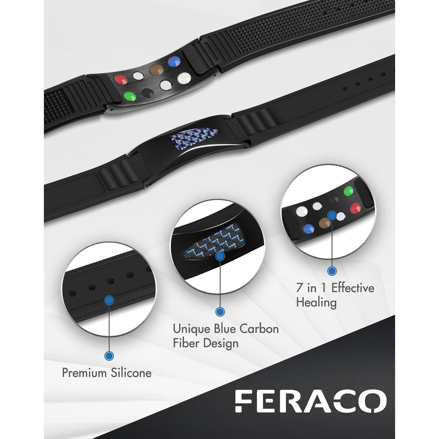Pulsera Magnética de Silicona Feraco 7 en 1 para Hombres y Mujeres
