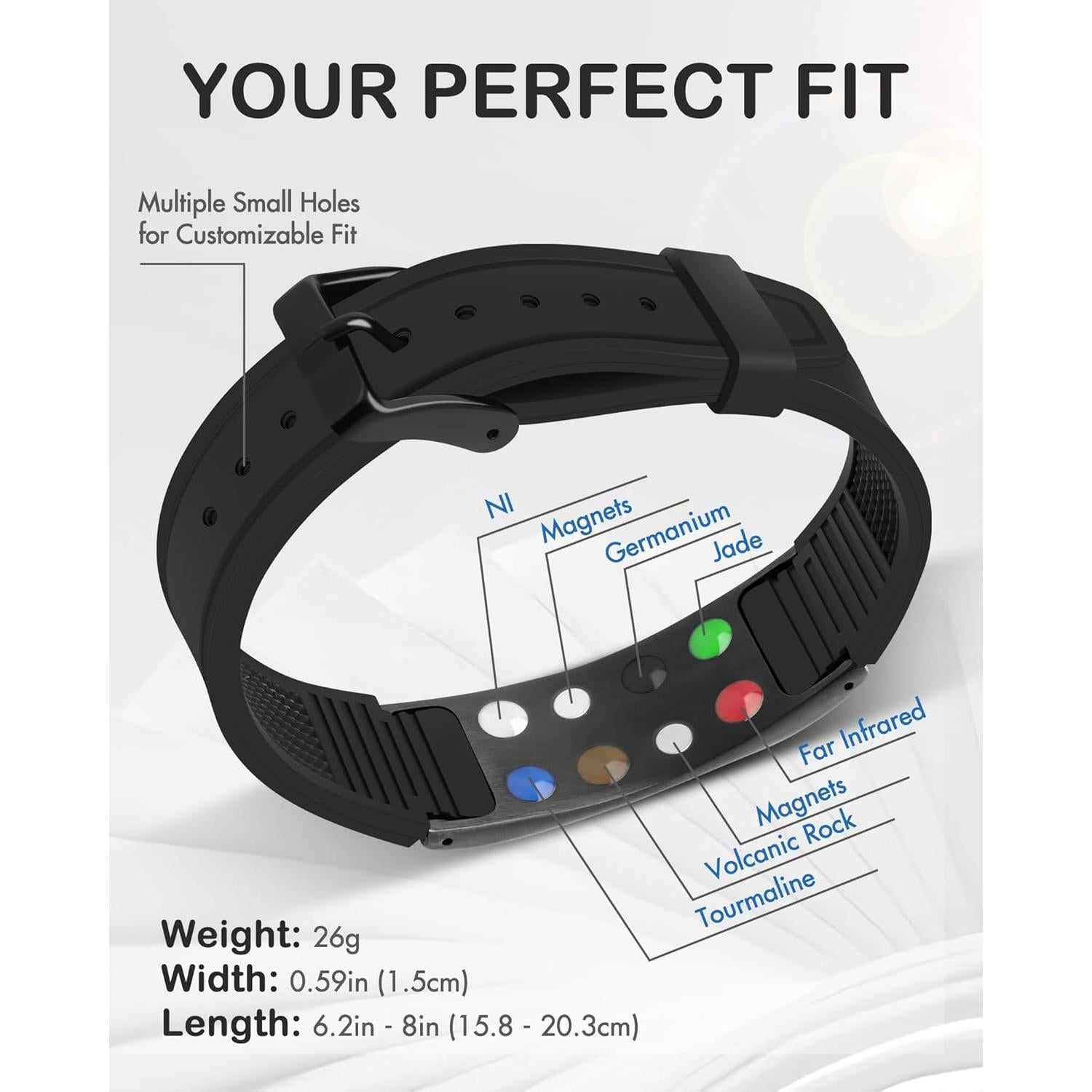 Pulsera Magnética de Silicona Feraco 7 en 1 para Hombres y Mujeres