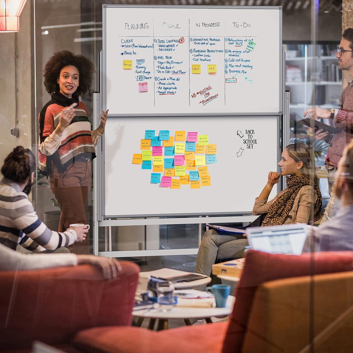 maxtek Dry Erase Whiteboard Height Adjustable, Easel Stand Rolling White Board on Wheels - 48 x 60 Large Mobile Dry Erase Board, 4' x 5' Double Sided Magnetic Whiteboard for School Office Home