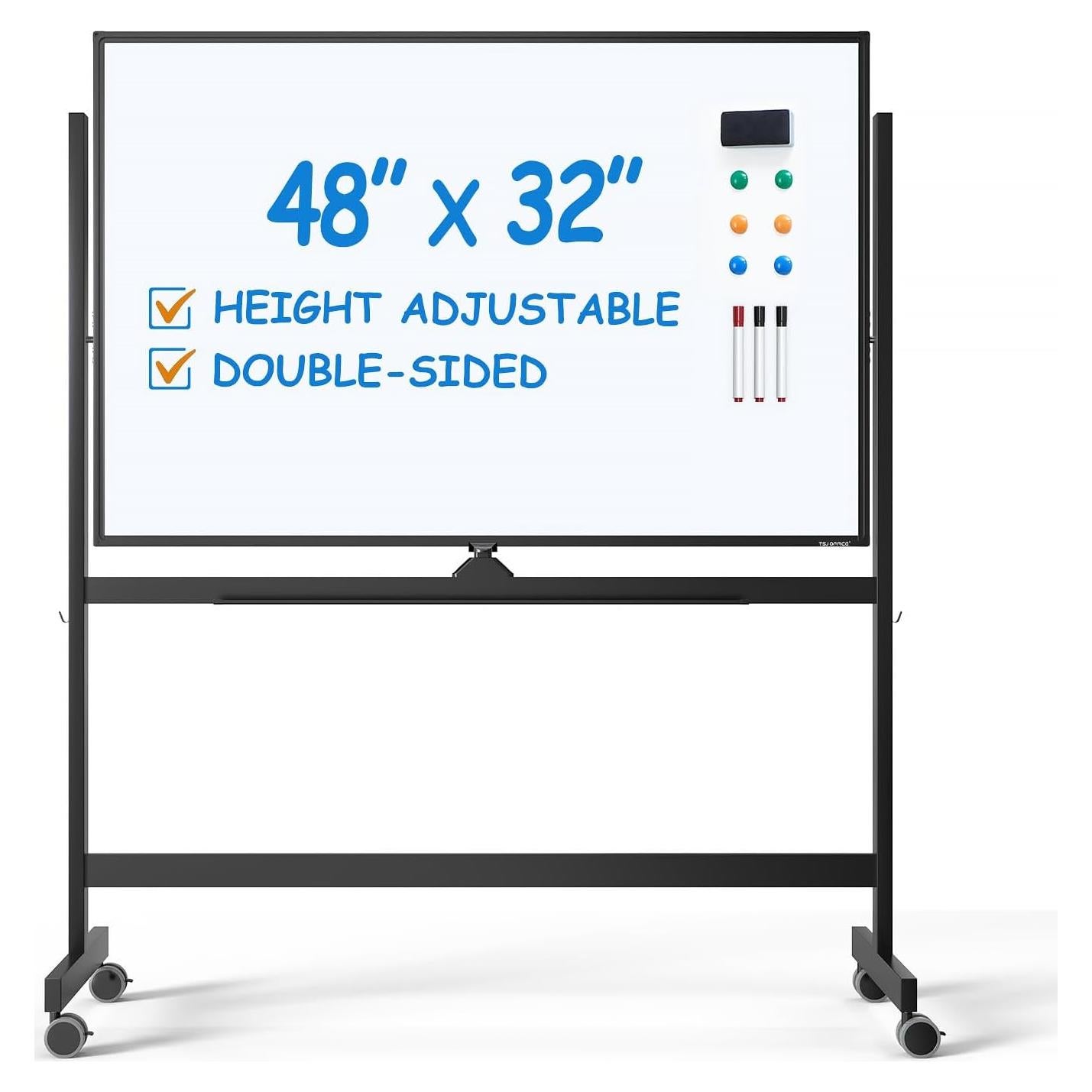 Pizarra Blanca Rodante Ajustable TSJ OFICINA 121.9x81.3cm