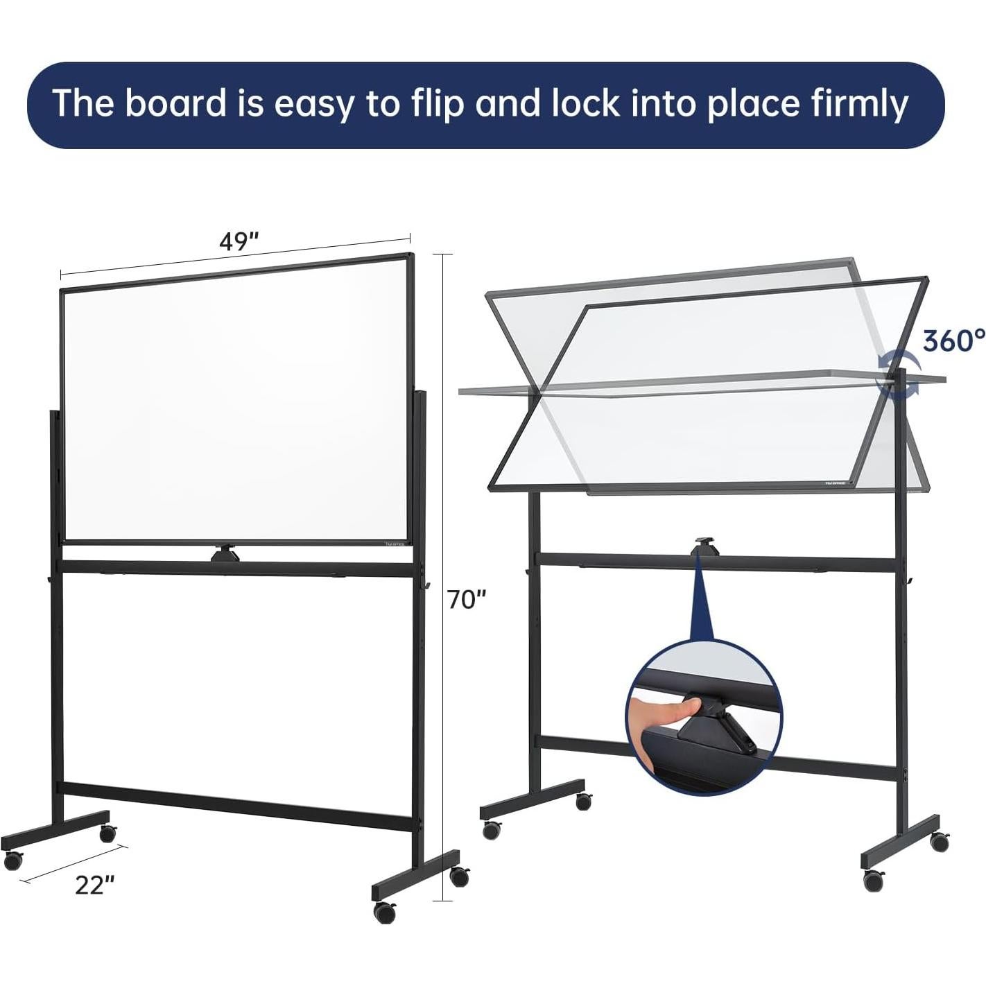 Pizarra Blanca Rodante Ajustable TSJ OFICINA 121.9x81.3cm