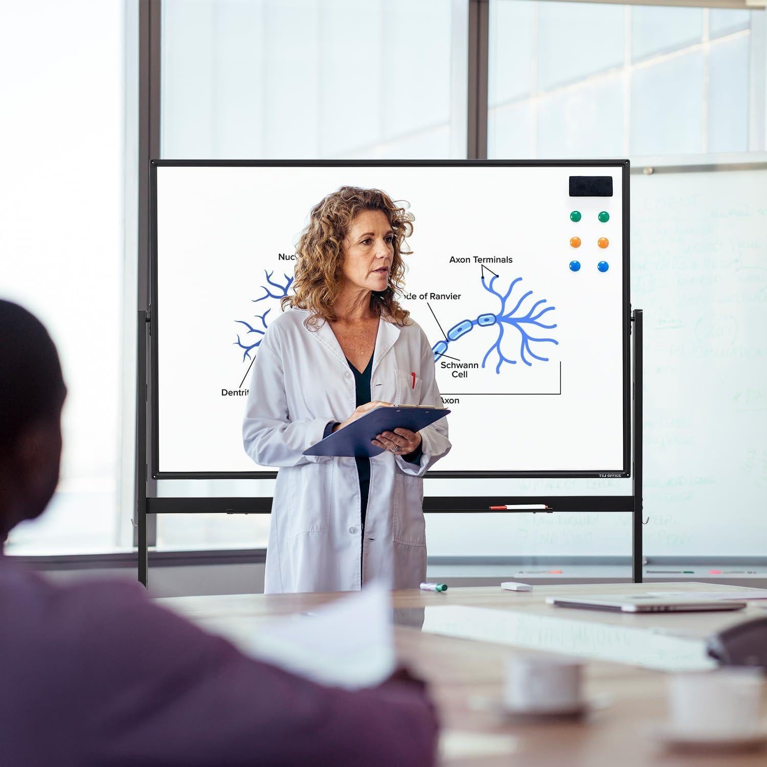 Pizarra Blanca Rodante Ajustable TSJ OFICINA 121.9x81.3cm