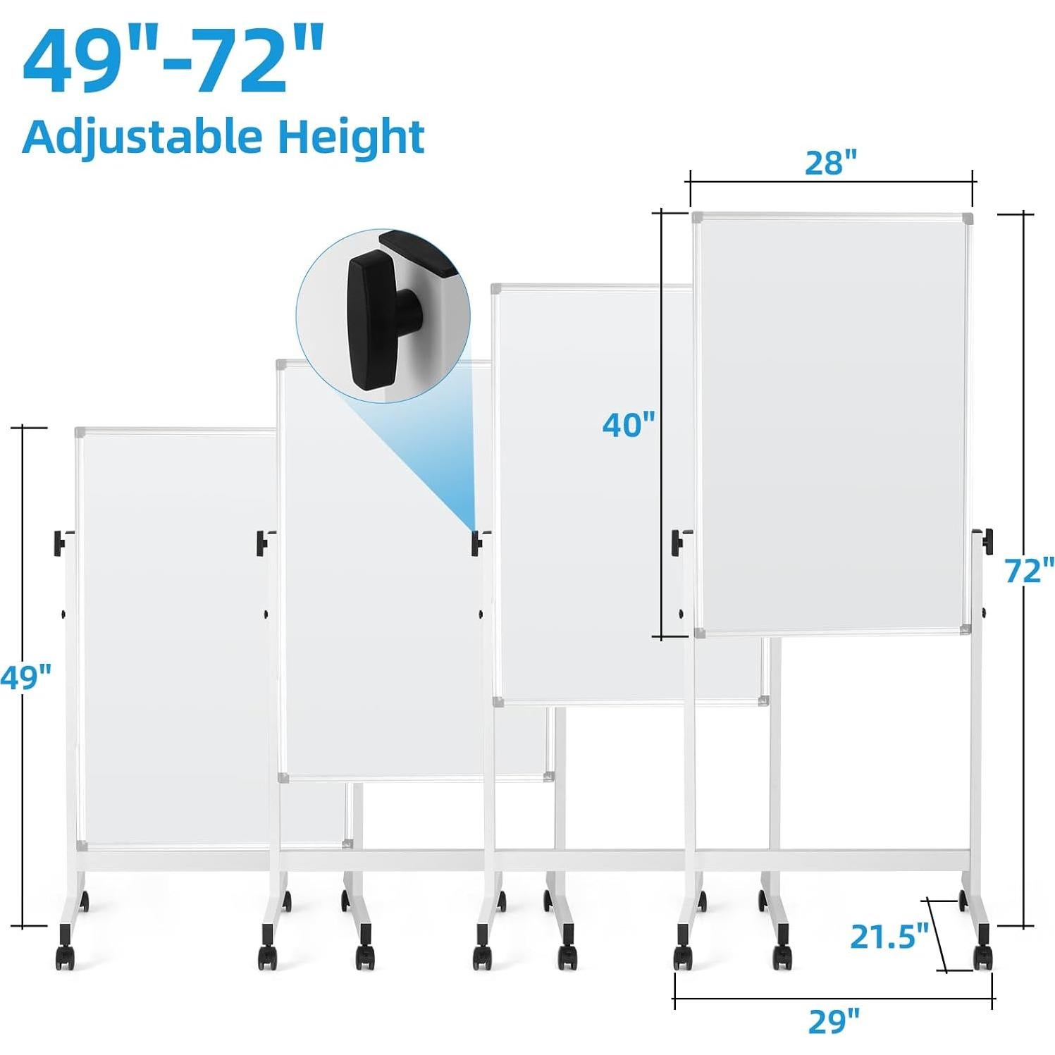 Pizarra Blanca Rodante VOWNER 101.6x71.1cm Doble Cara Ajustable