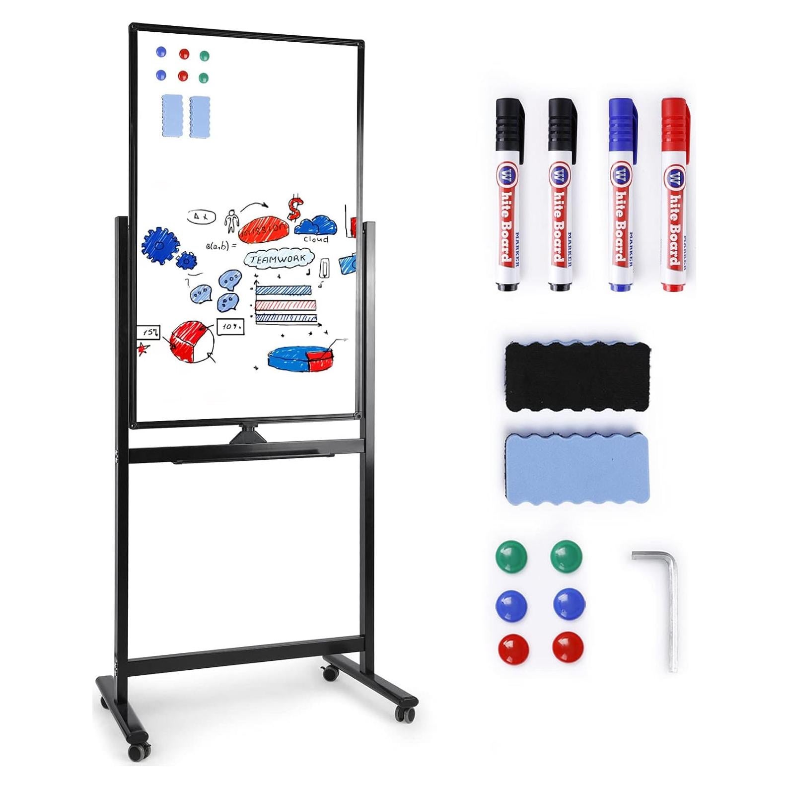 Pizarra Blanca Móvil FLEDEX 101.6x61 cm Doble Cara con Ruedas