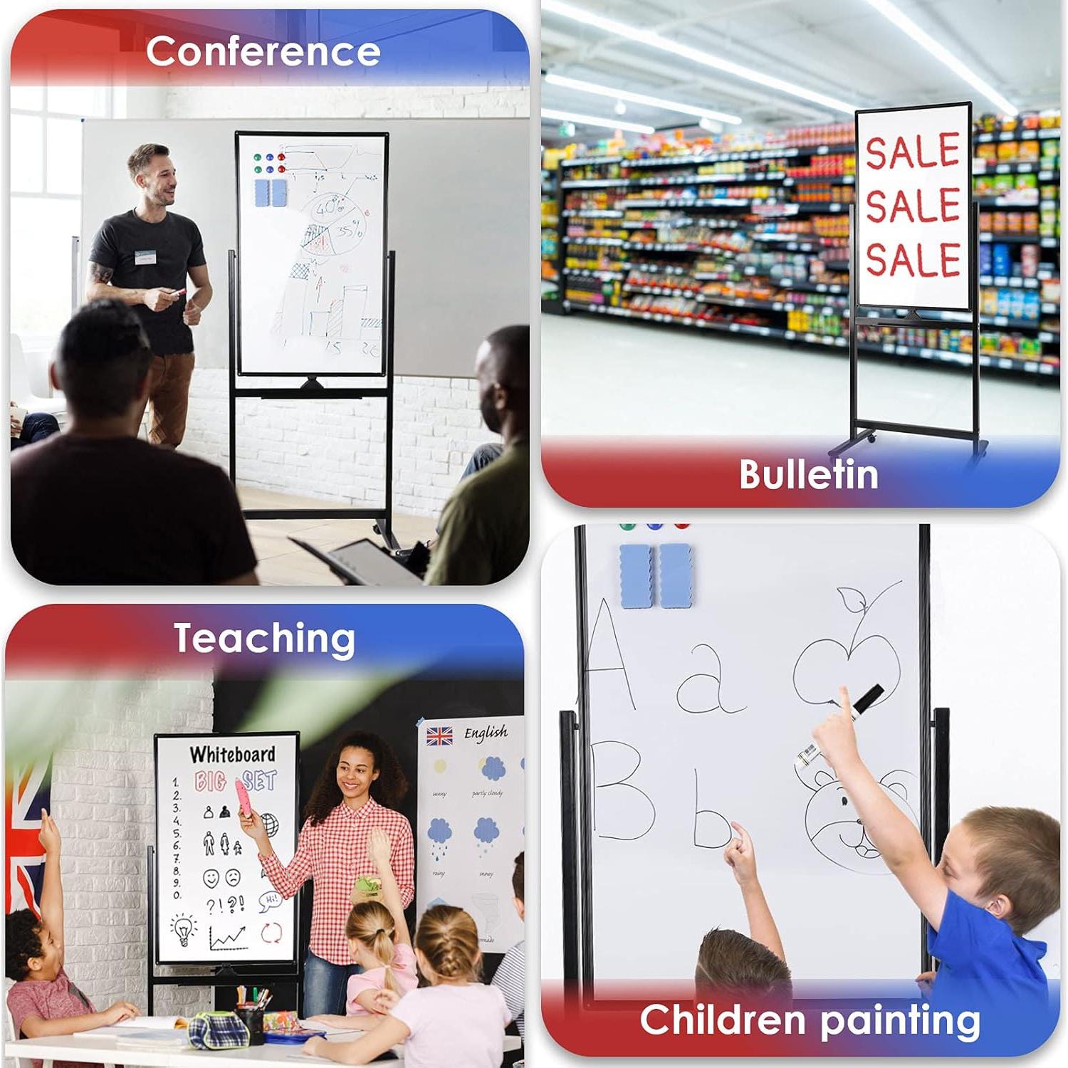 Pizarra Blanca Móvil FLEDEX 101.6x61 cm Doble Cara con Ruedas