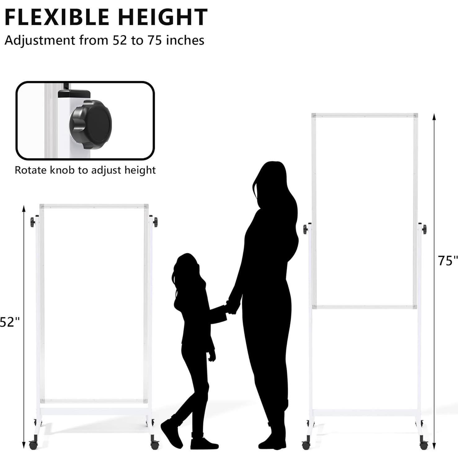 Pizarra Blanca Rodante Neatsure 121.9x61 cm Doble Cara Ajustable