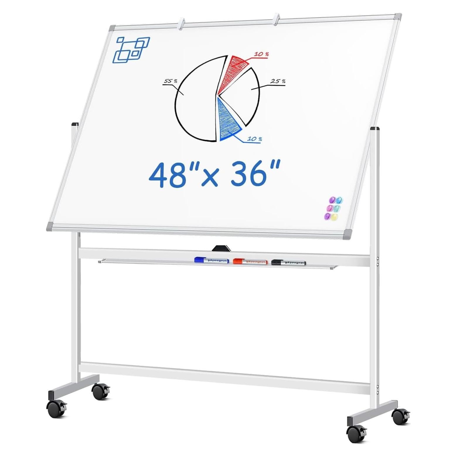 Pizarra Blanca Móvil Doble Cara Maxtek 121.9x91.4 cm