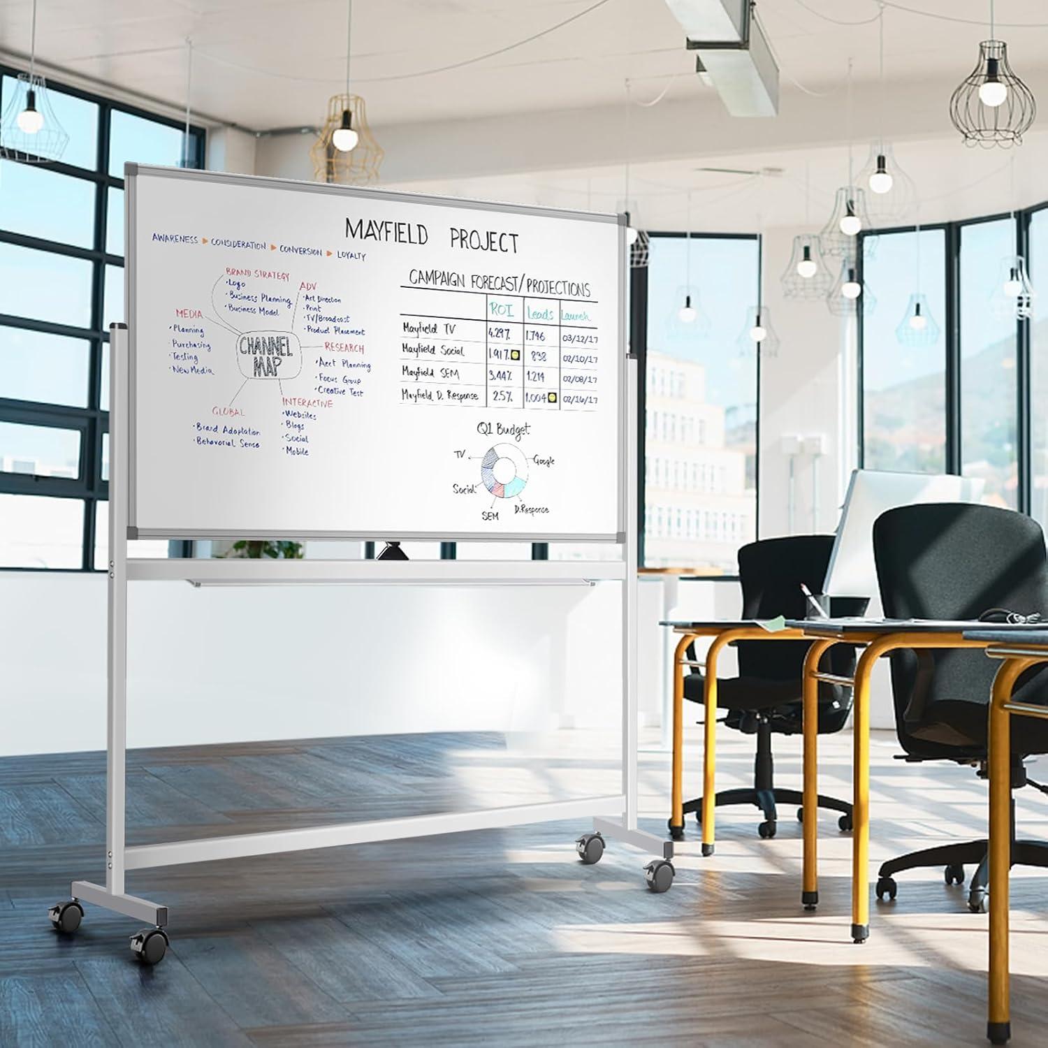 Pizarra Blanca Móvil Doble Cara Maxtek 121.9x91.4 cm