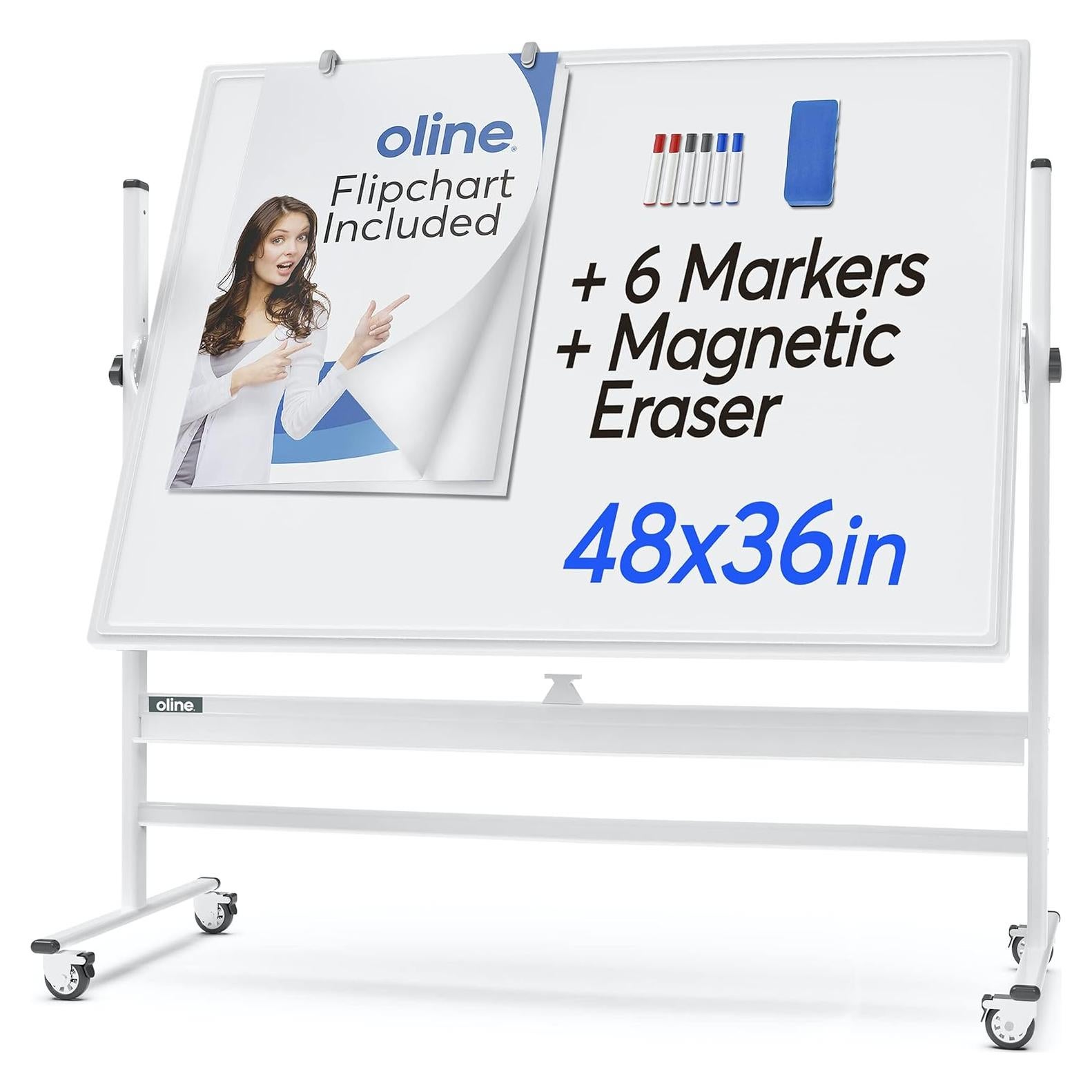 Pizarra Móvil Oline Blanca 122x91 cm Doble Cara Ajustable