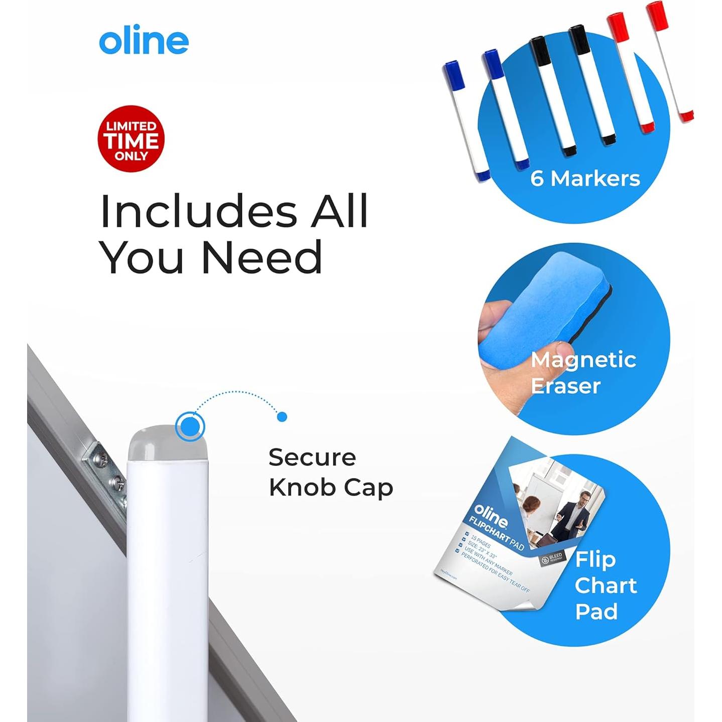 Pizarra Móvil Oline Blanca 122x91 cm Doble Cara Ajustable