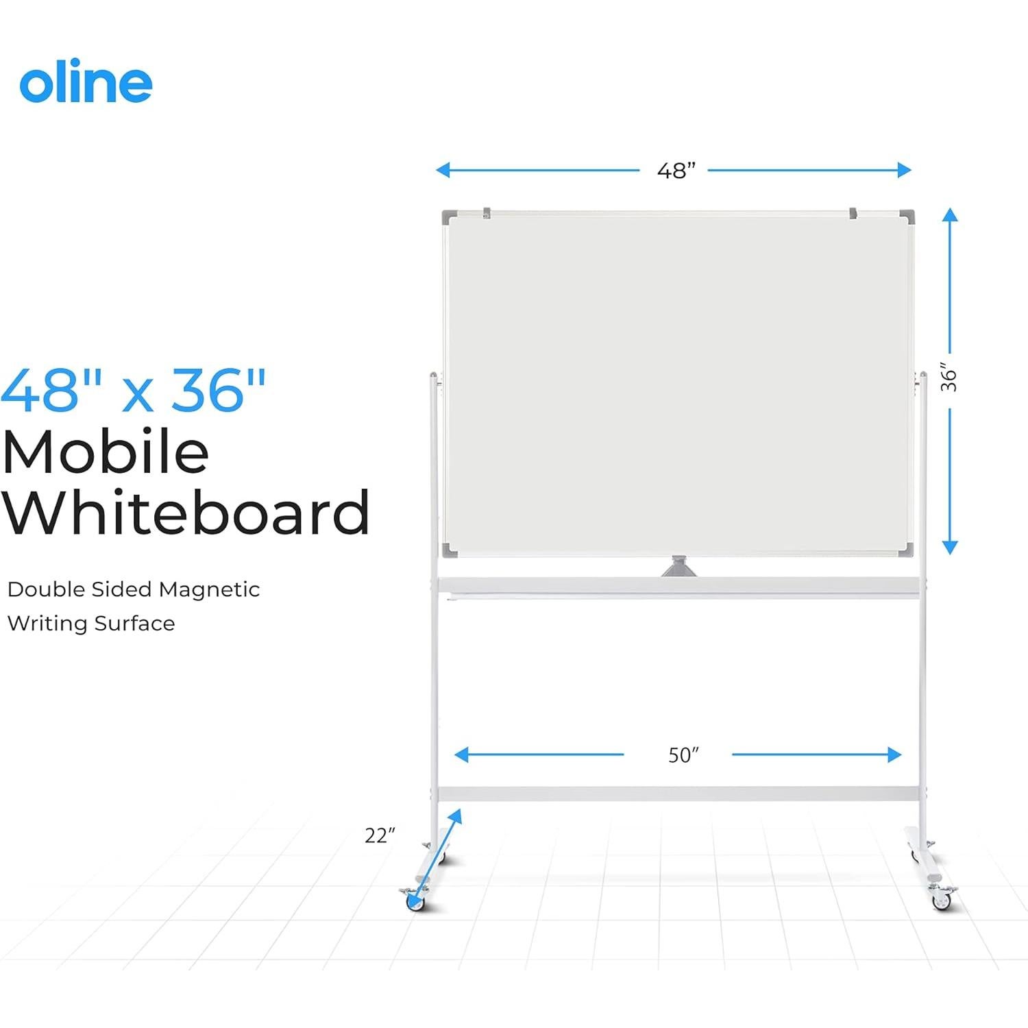 Pizarra Móvil Oline Blanca 122x91 cm Doble Cara Ajustable