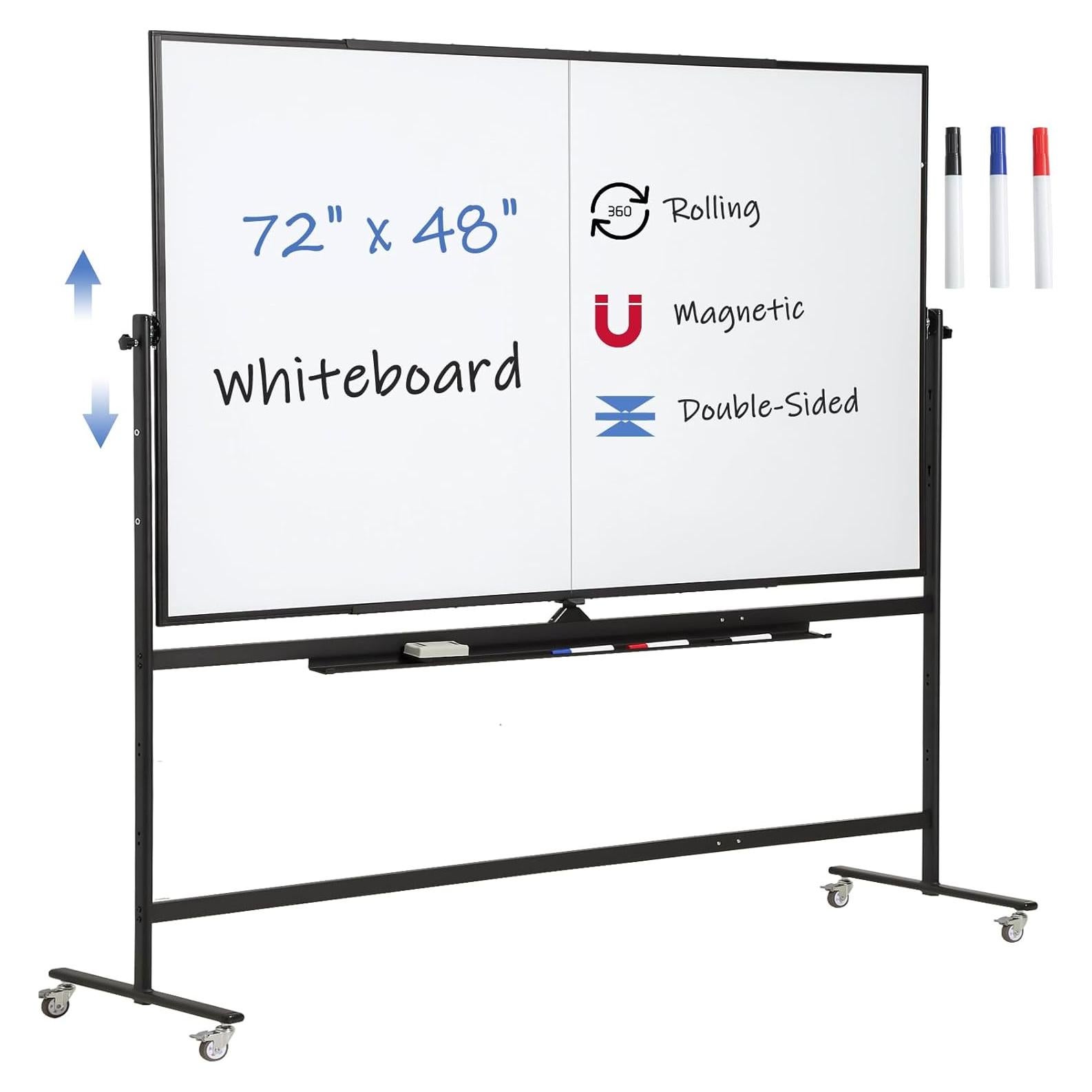 Pizarra Blanca Móvil Grande FORTUNO 182x122 cm Doble Cara