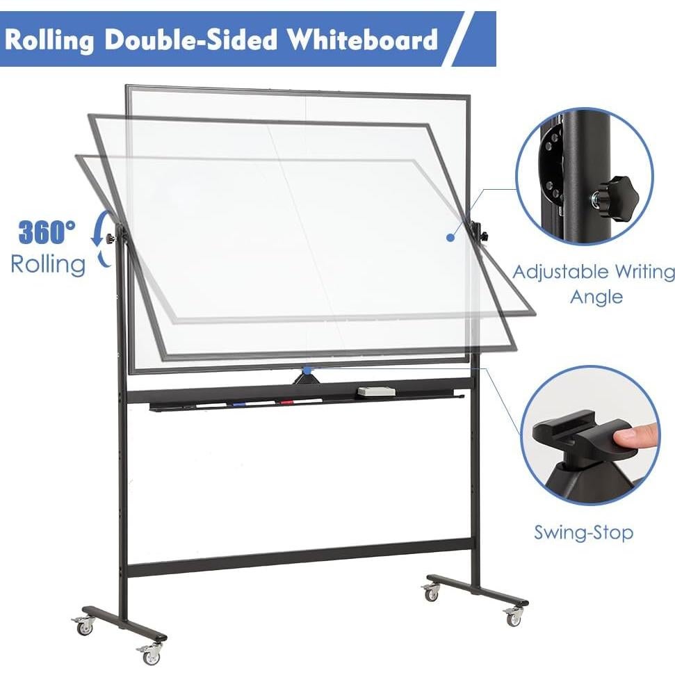 Pizarra Blanca Móvil Grande FORTUNO 182x122 cm Doble Cara