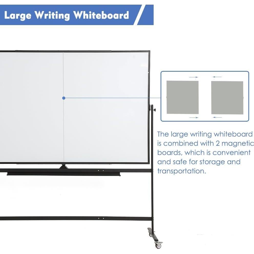 Pizarra Blanca Móvil Grande FORTUNO 182x122 cm Doble Cara