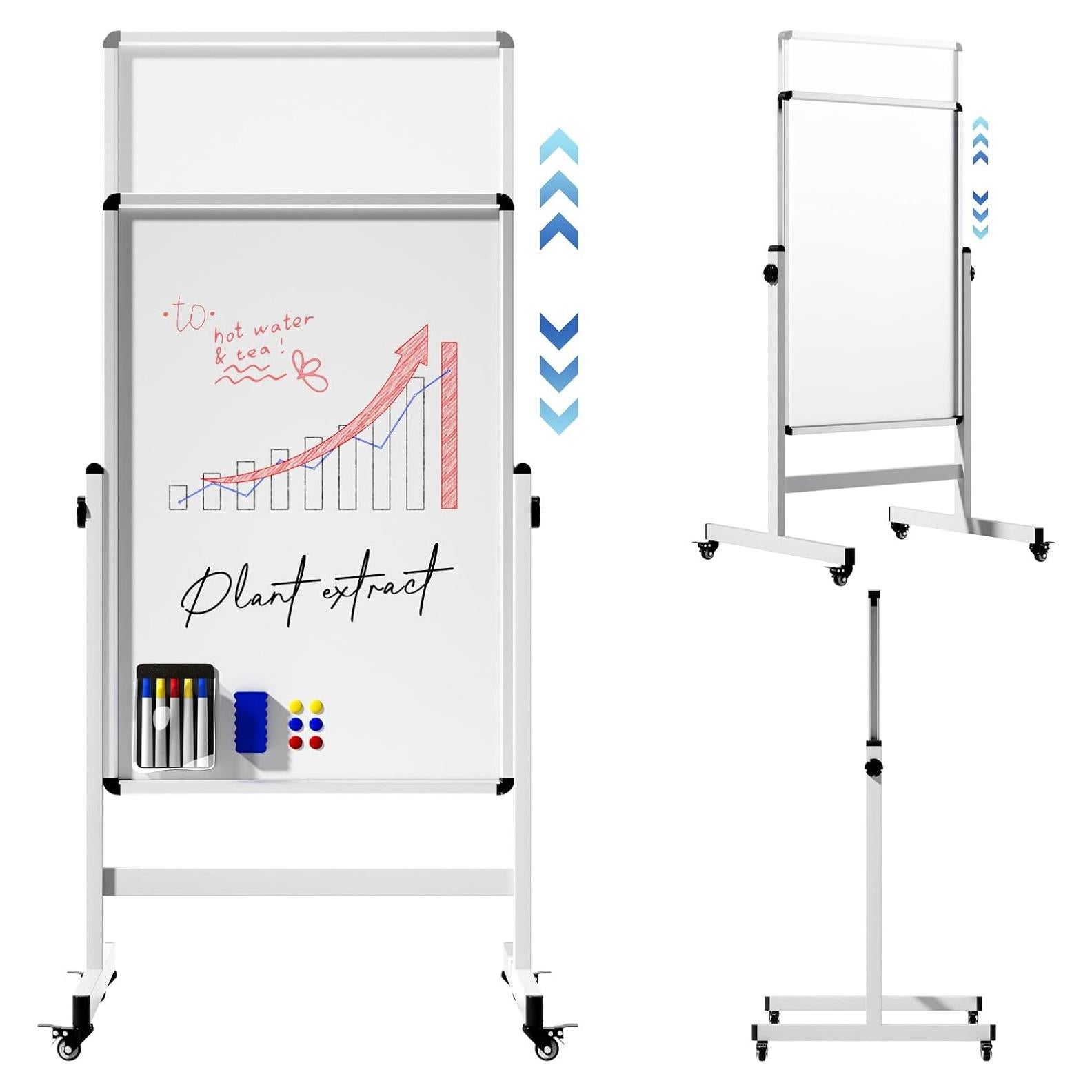 Pizarra Blanca Móvil Magnética Doble Cara jwviachal 121.9 cm