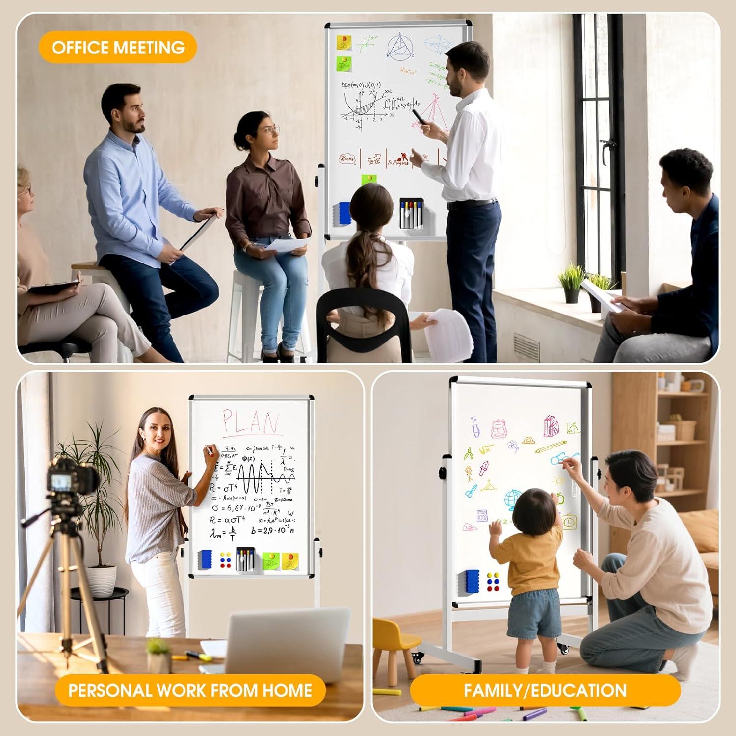 Pizarra Blanca Móvil Magnética Doble Cara jwviachal 121.9 cm