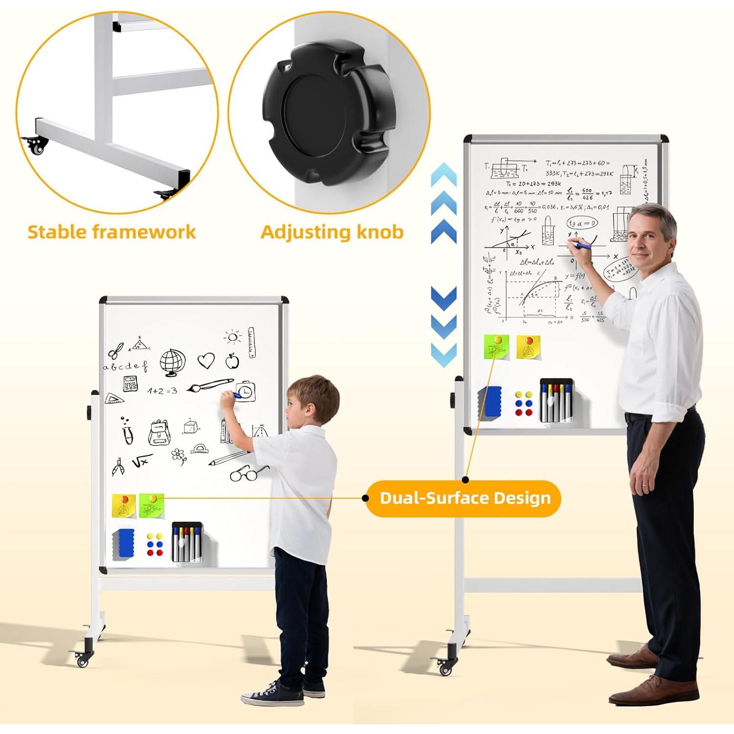 Pizarra Blanca Móvil Magnética Doble Cara jwviachal 121.9 cm