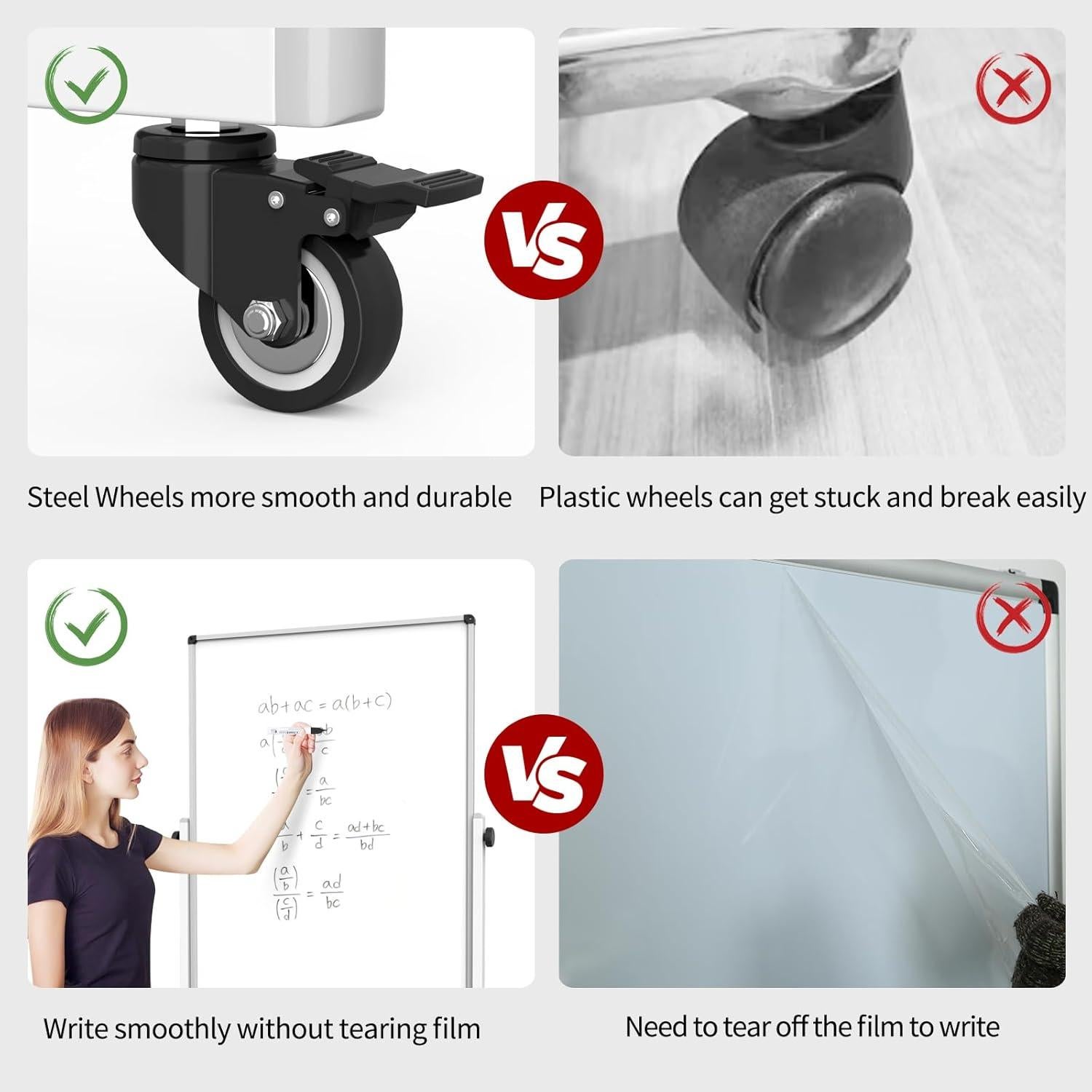 Pizarra Móvil Blanca UIFER 101.6x71.1 cm Doble Cara Ajustable