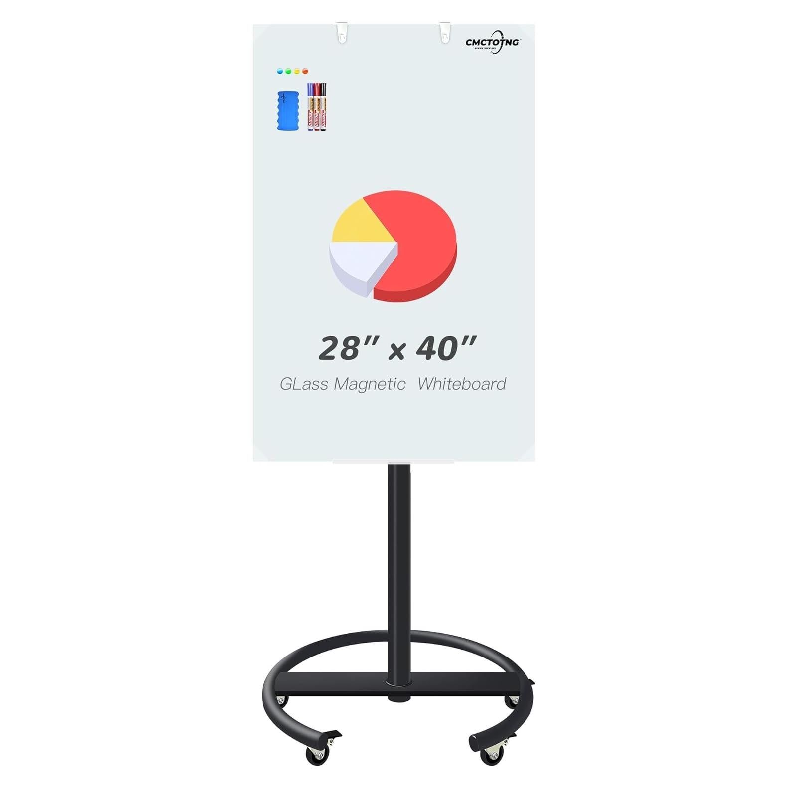 Pizarra Blanca Magnética Móvil CMCTONG 71x101 cm Vidrio Templado