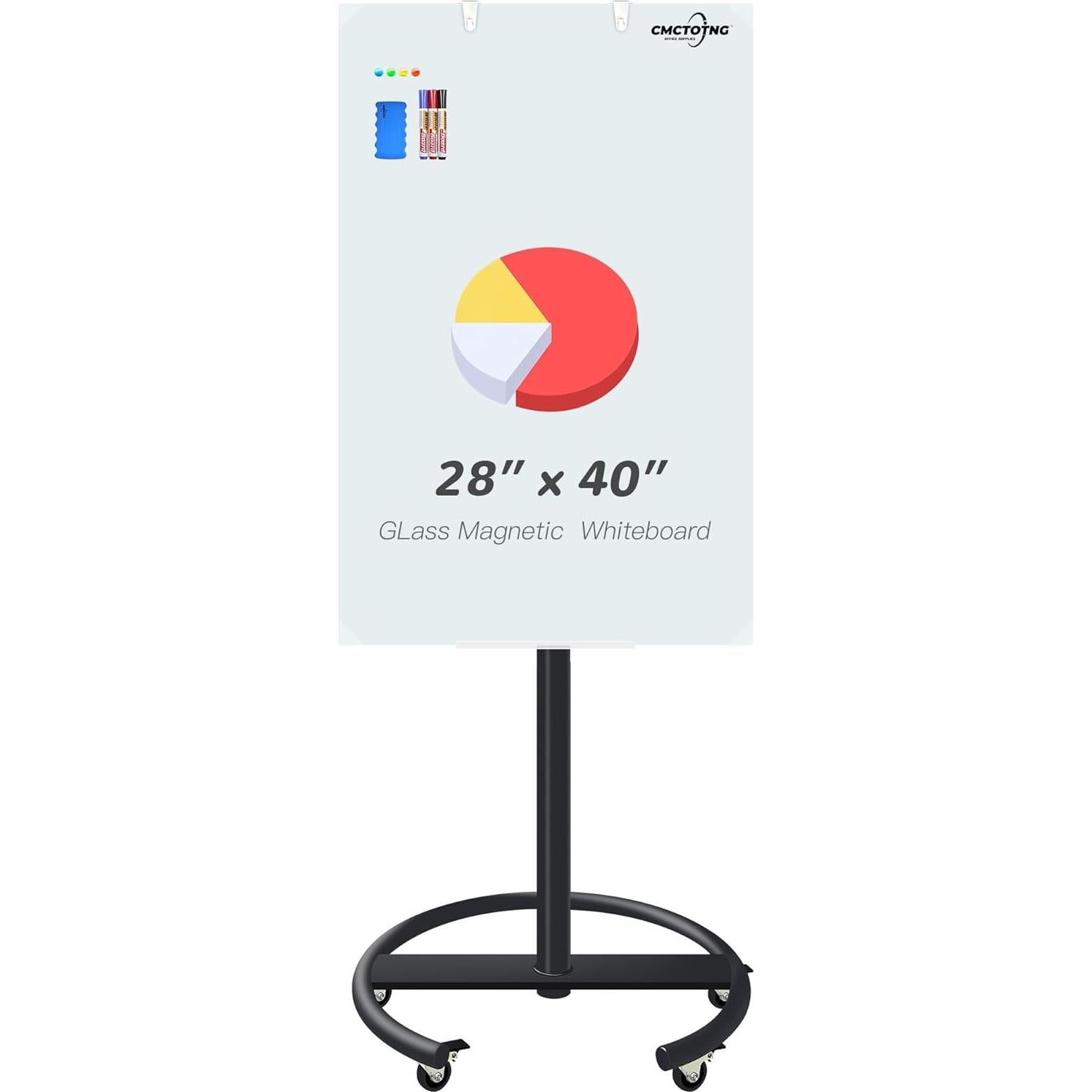 Pizarra Blanca Magnética Móvil CMCTONG 71x101 cm Vidrio Templado