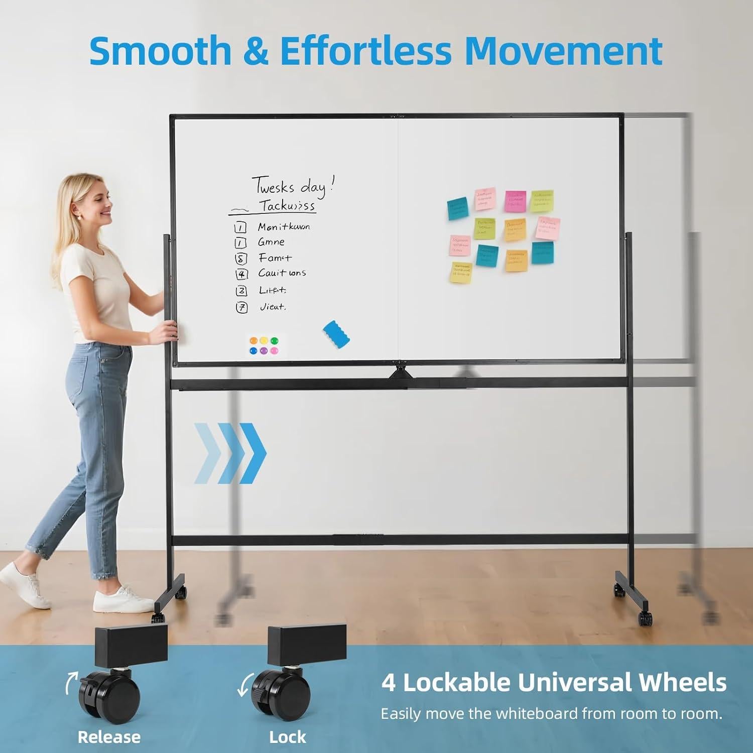 Pizarra Blanca Magnética Doble Cara VOWNER 182.88x101.6cm