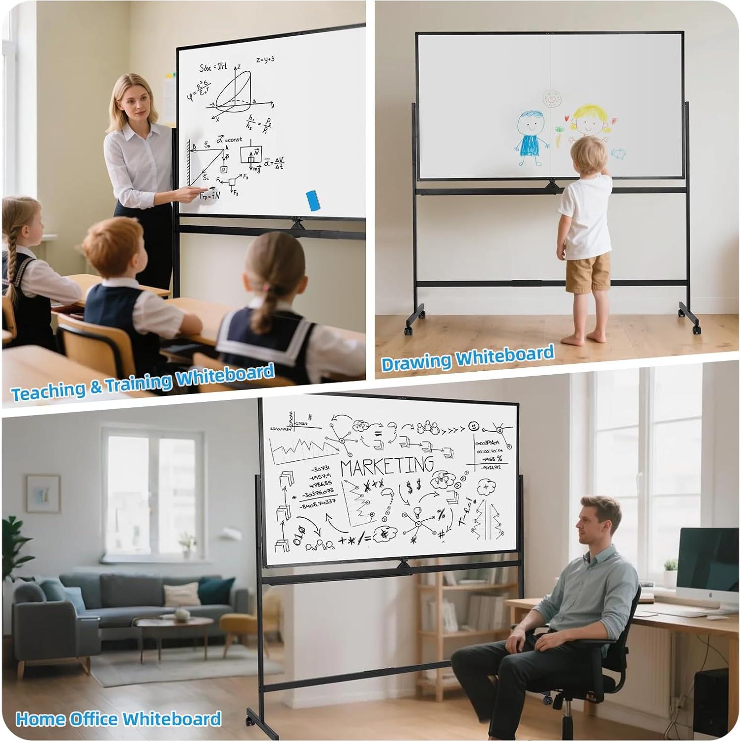 Pizarra Blanca Magnética Doble Cara VOWNER 182.88x101.6cm