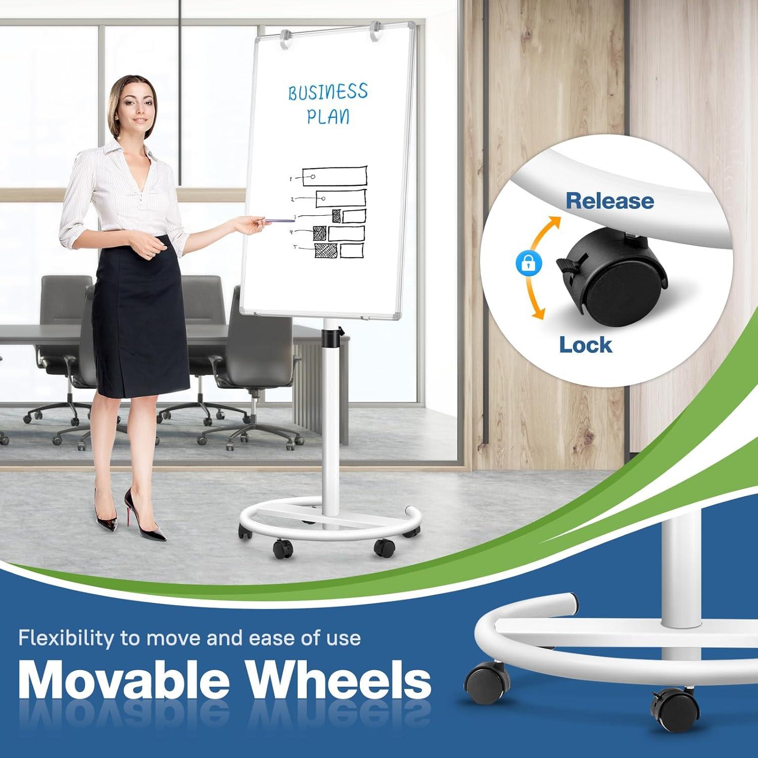 Pizarra Blanca Móvil QUEENLINK 101.6x71.1cm Magnética Ajustable