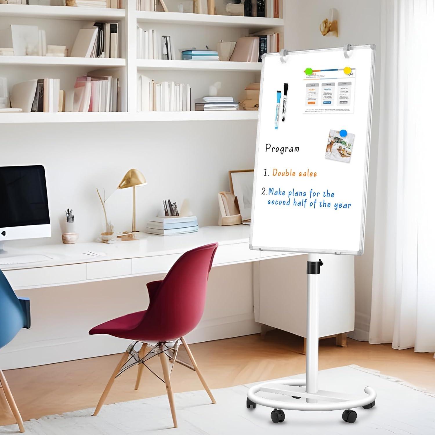 Pizarra Blanca Móvil QUEENLINK 101.6x71.1cm Magnética Ajustable