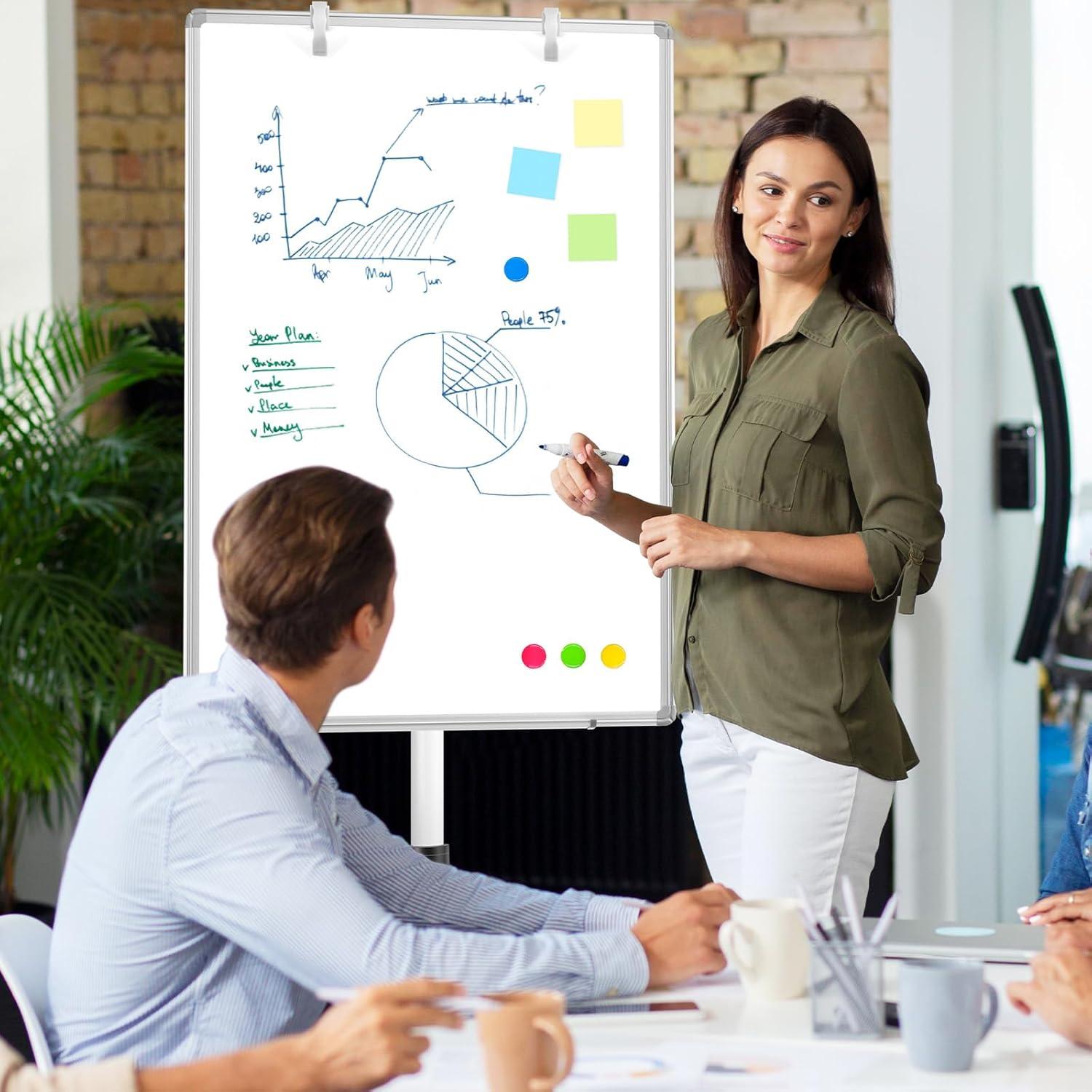 Pizarra Blanca Móvil QUEENLINK 101.6x71.1cm Magnética Ajustable