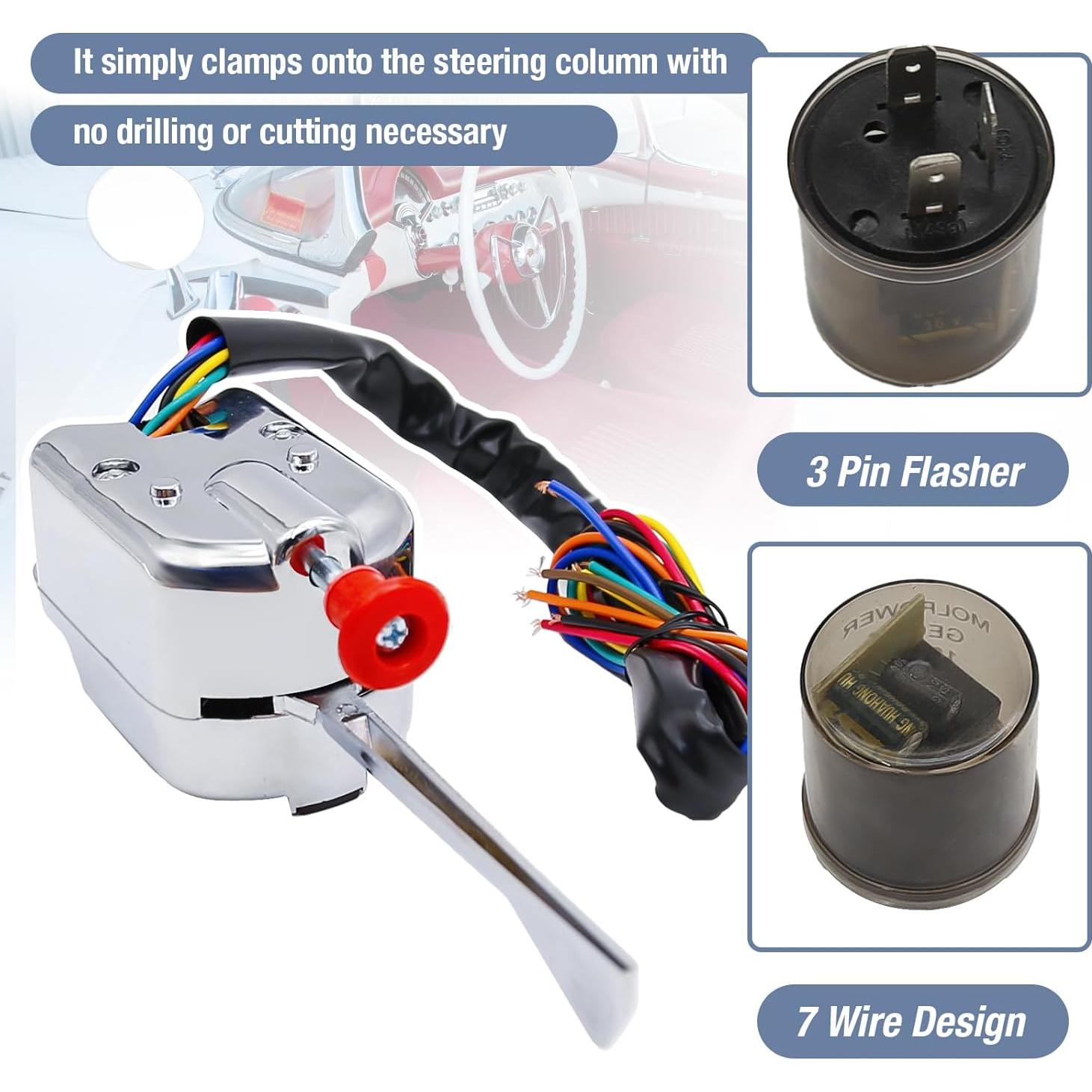 Interruptor de Señal de Giro Universal 12V Cromo Saihisday