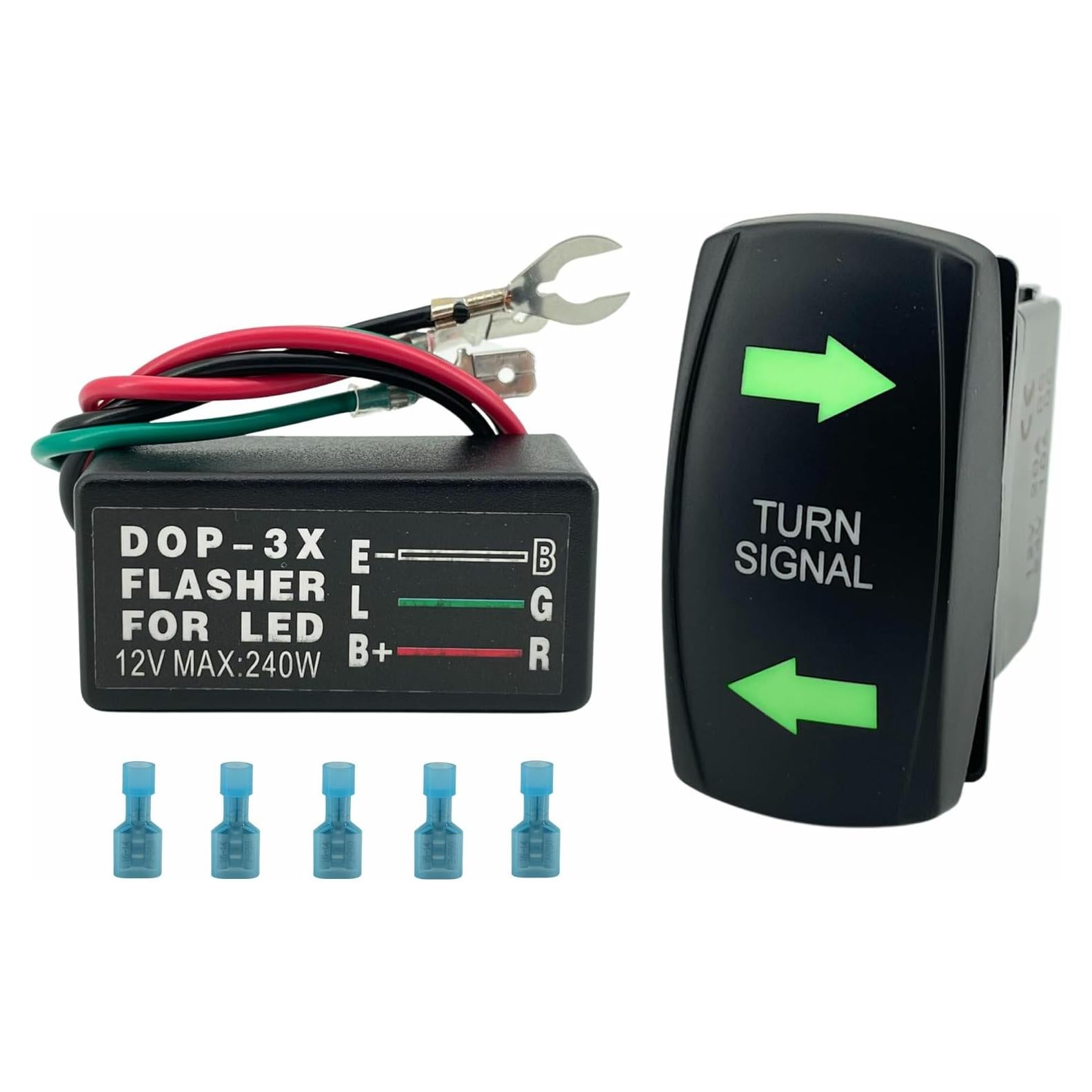 Interruptor de señal de giro ALTBET con LED verde 20A 12V