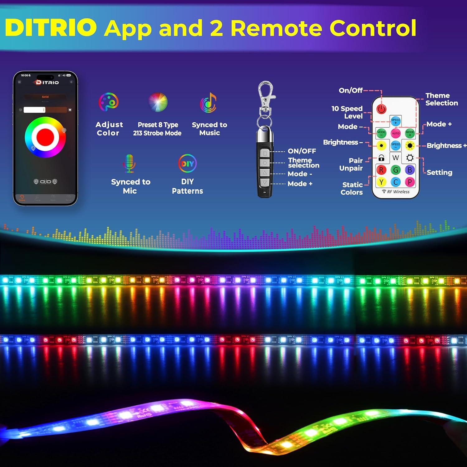 Kit de Luces LED RGB DITRIO para Carro de Golf 12V-72V