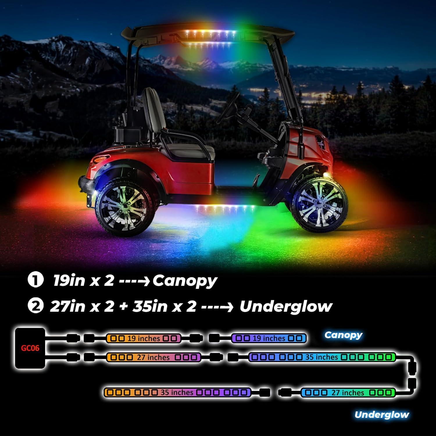 Kit de Luces LED RGB DITRIO para Carro de Golf 12V-72V