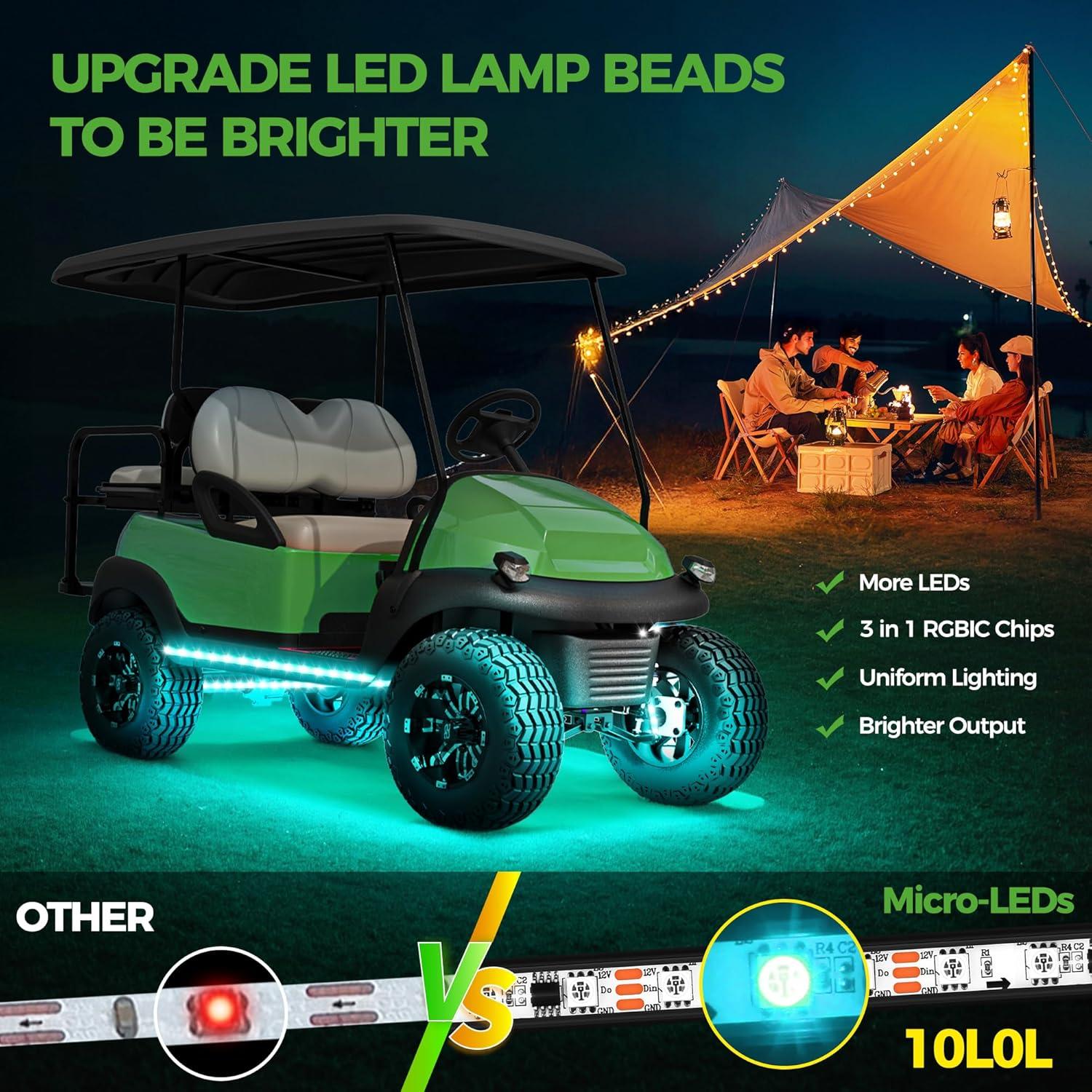 Kit de luces LED bajo carrocería 10L0L 4PCS RGB para carrito de golf